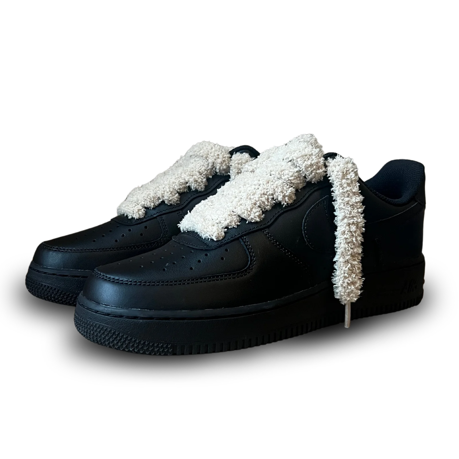 Nike Air Force 1 Black Fluffy Lace Coral Csanadsoles