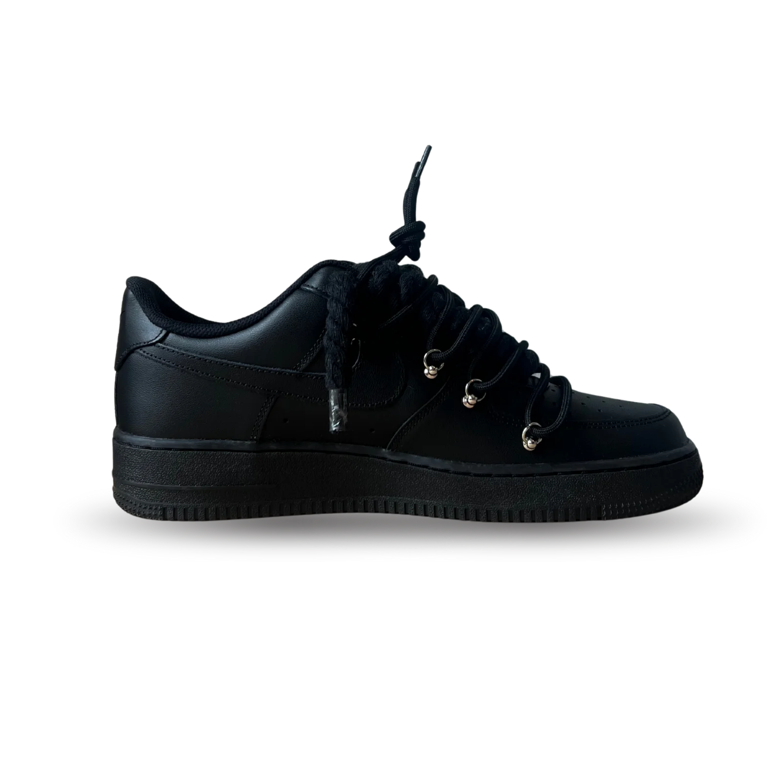 Nike Air Force 1 Black Laced Up Rope Lace Black Belső oldalnézet