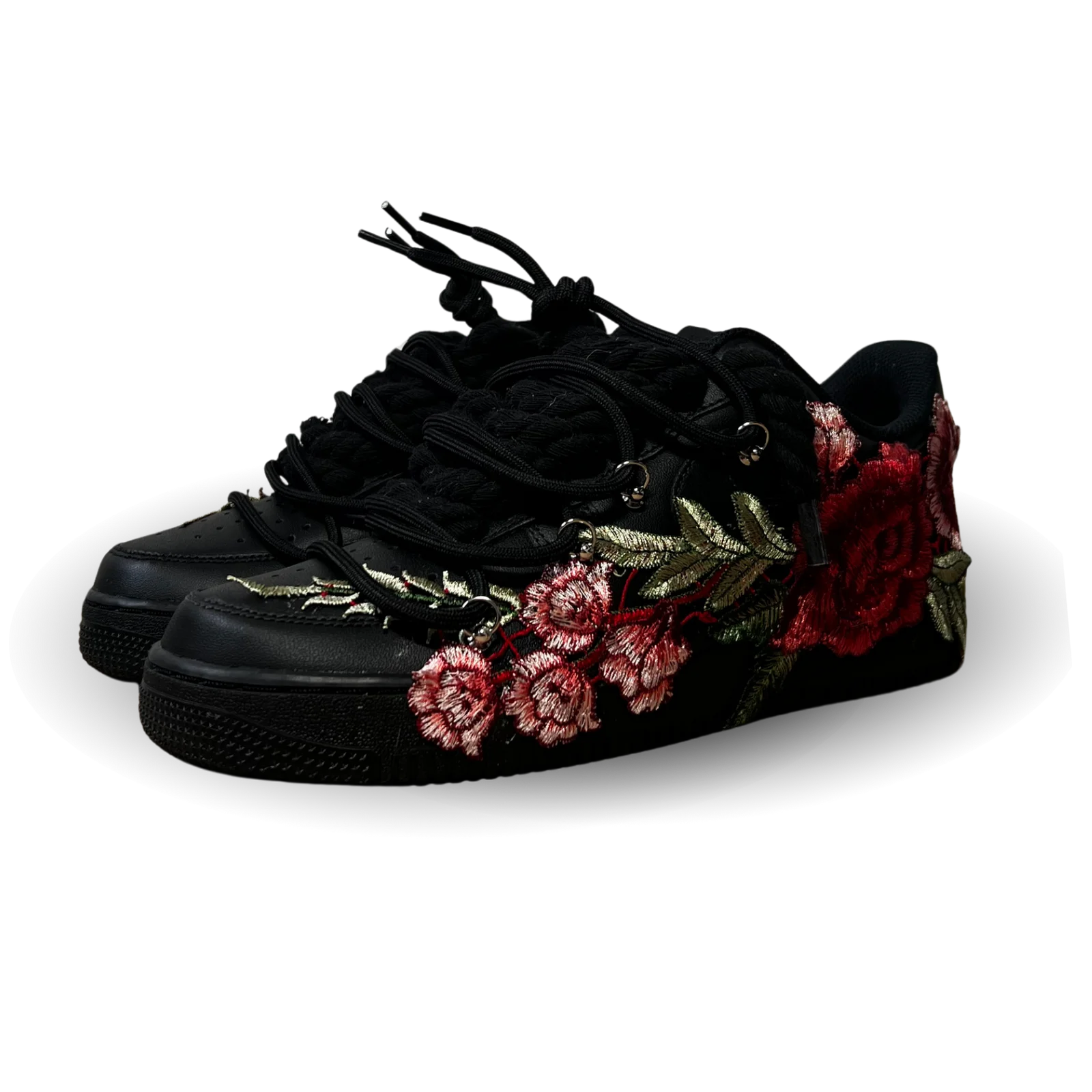 Nike Air Force 1 Black Rose Red Laced Up Csanadsoles