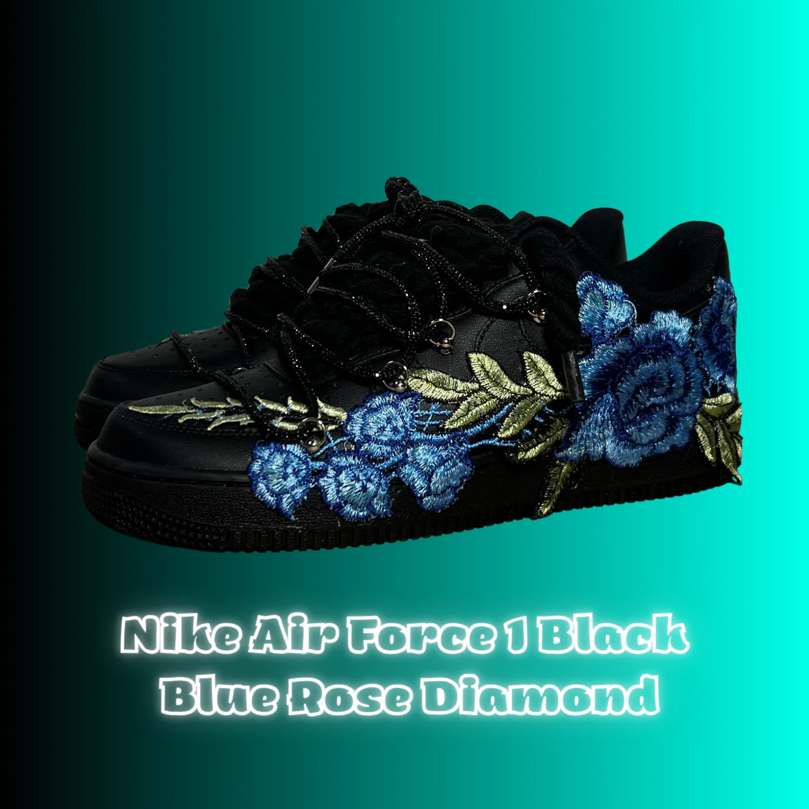 Black Rose Diamond Rope Lace Air Force Bundle