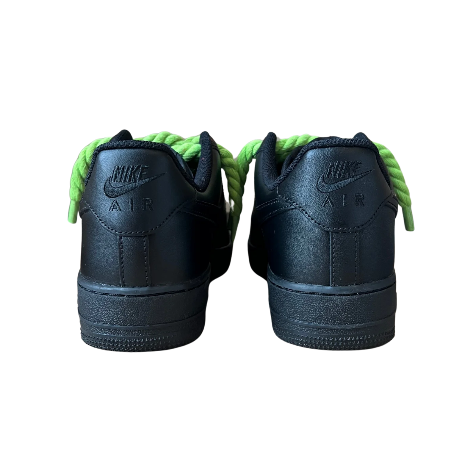 Nike Air Force 1 Black Rope Lace Neon Hátulnézet