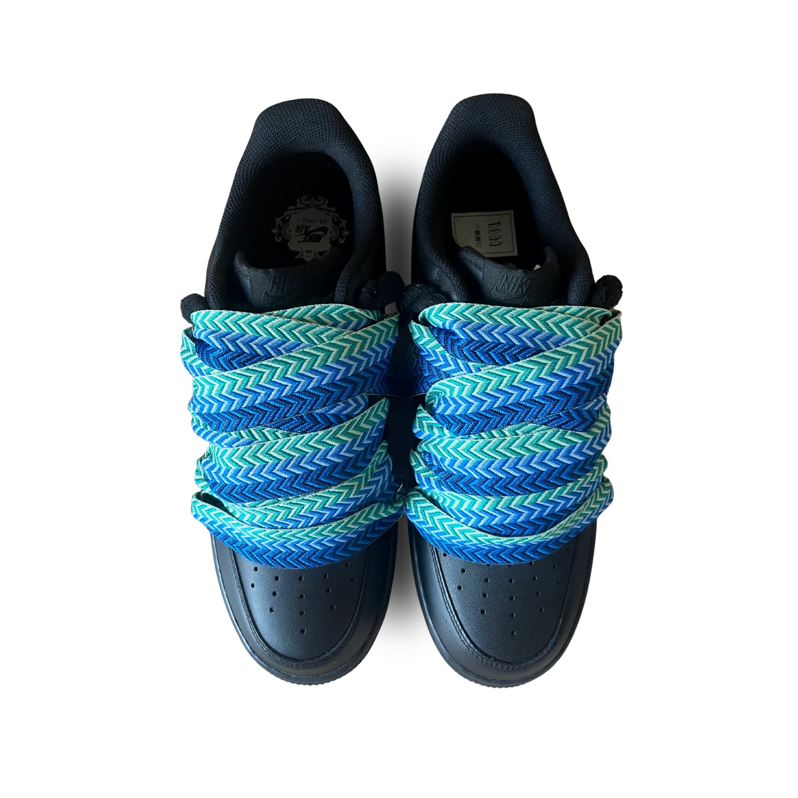 Nike Air Force 1 Black Lanvin Rope Lace Blue Black Felülnézet