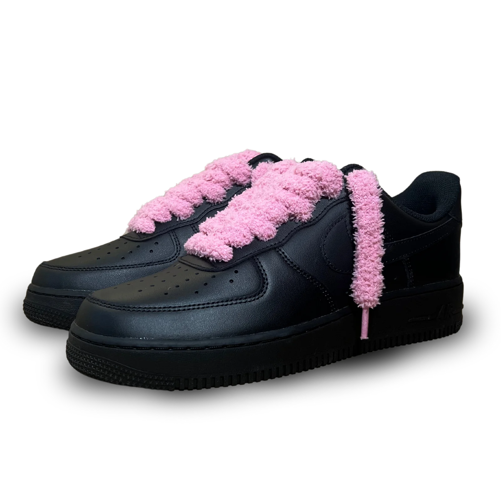 Nike Air Force 1 Black Fluffy Lace Pink Csanadsoles