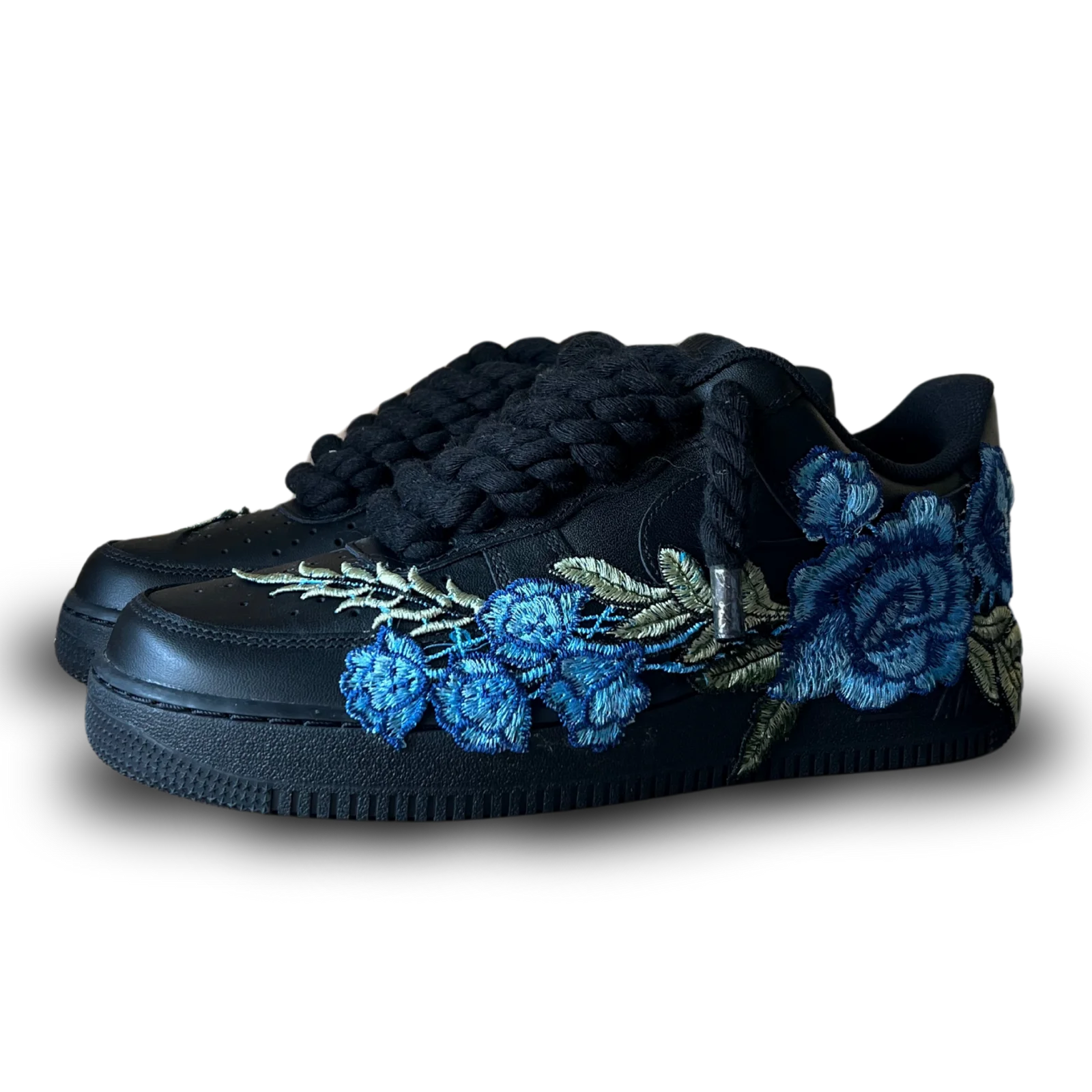 Nike Air Force 1 Black Rope Lace Blue Rose Csanadsoles