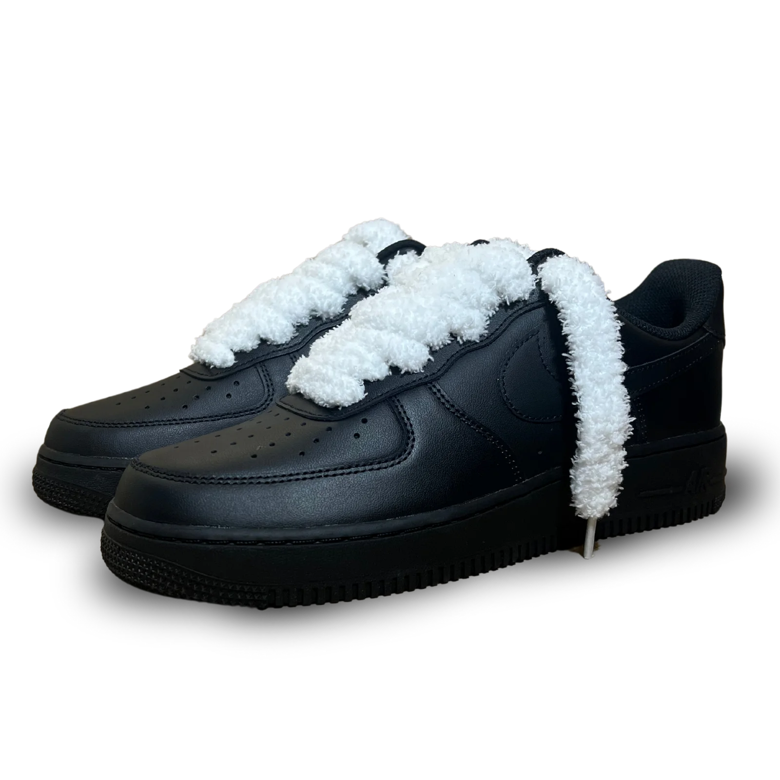 Nike Air Force 1 Black Fluffy Lace White Csanadsoles