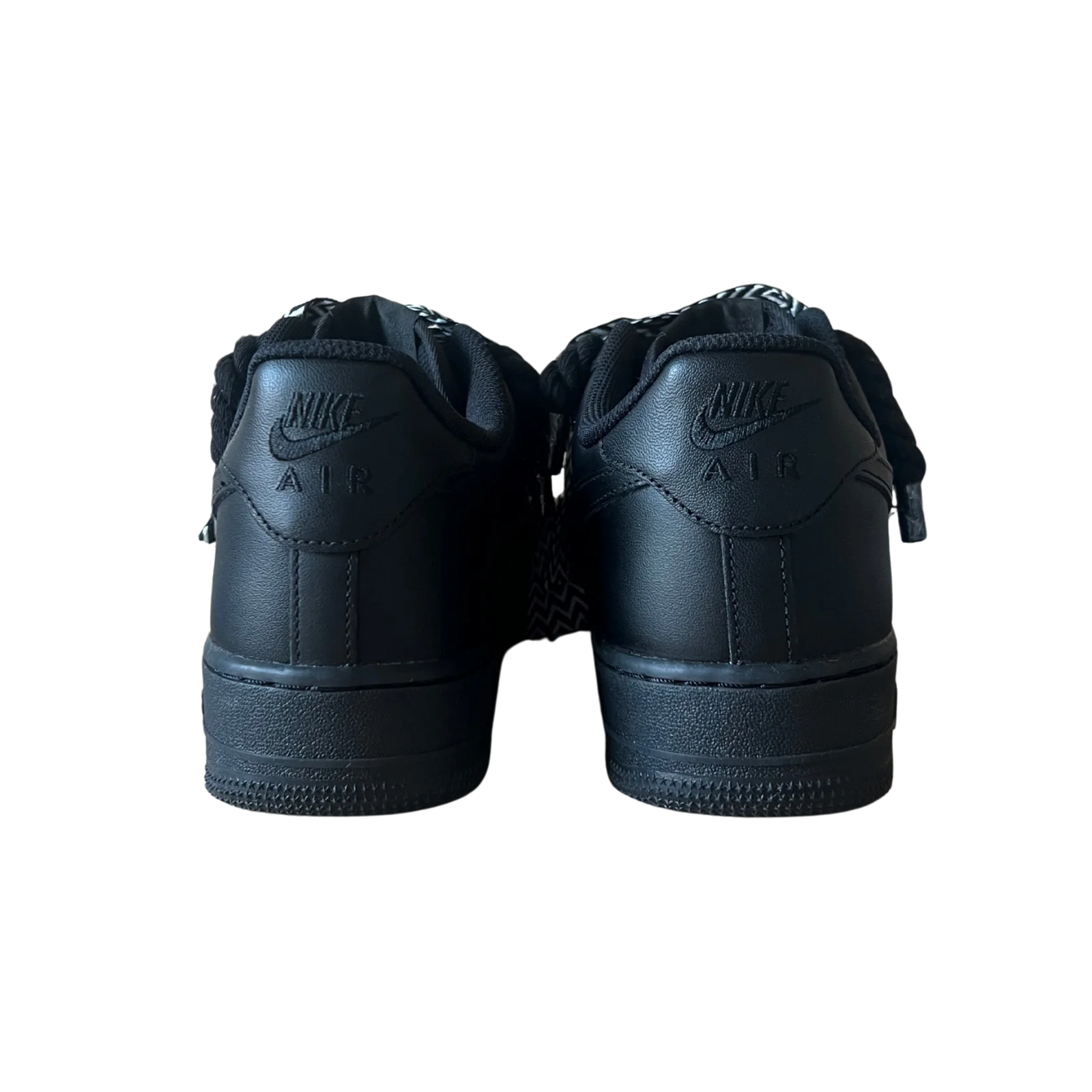 Nike Air Force 1 Black Lanvin Rope Lace Black White Hátulnézet