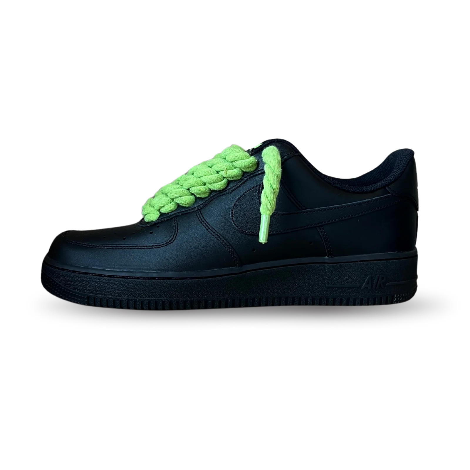 Nike Air Force 1 Black Rope Lace Neon oldalnézet