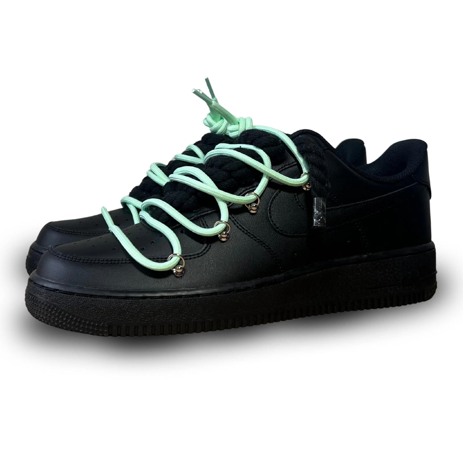 Nike Air Force 1 Black Laced Up Rope Lace Green Csanadsoles