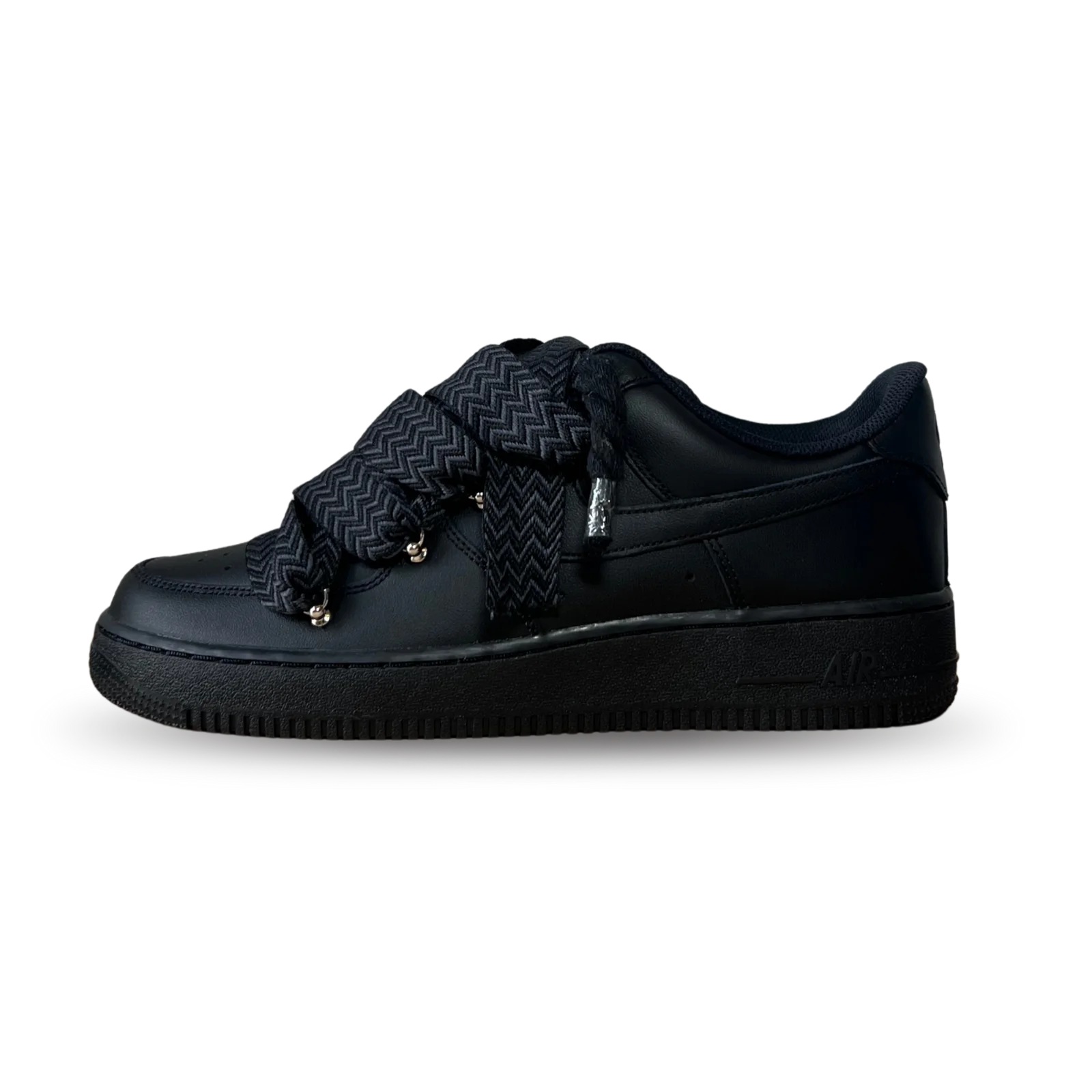Nike Air Force 1 Black Lanvin Rope Lace Pure Black Oldalnézet