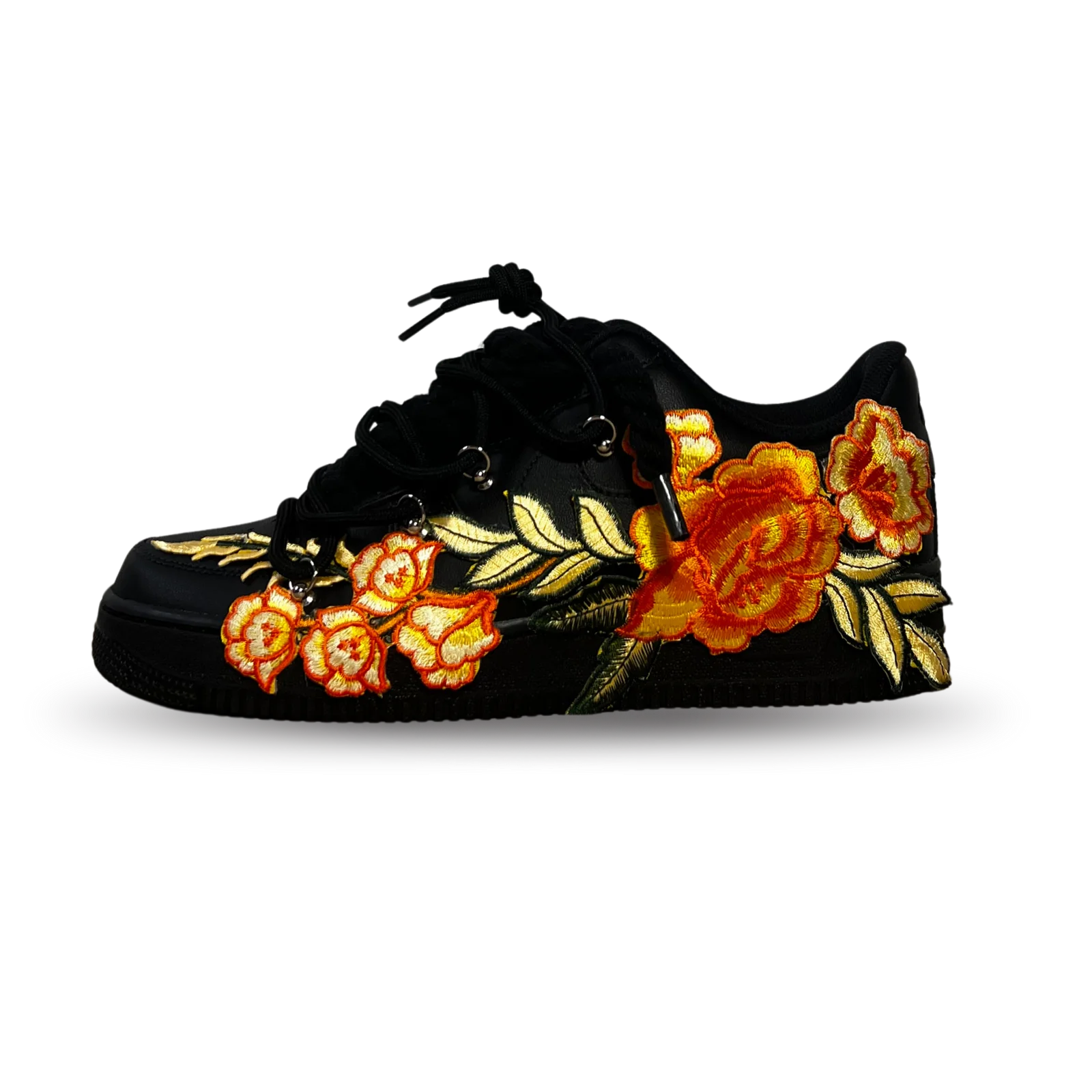 Nike Air Force 1 Black Rose Yellow Laced Up Oldalnézet