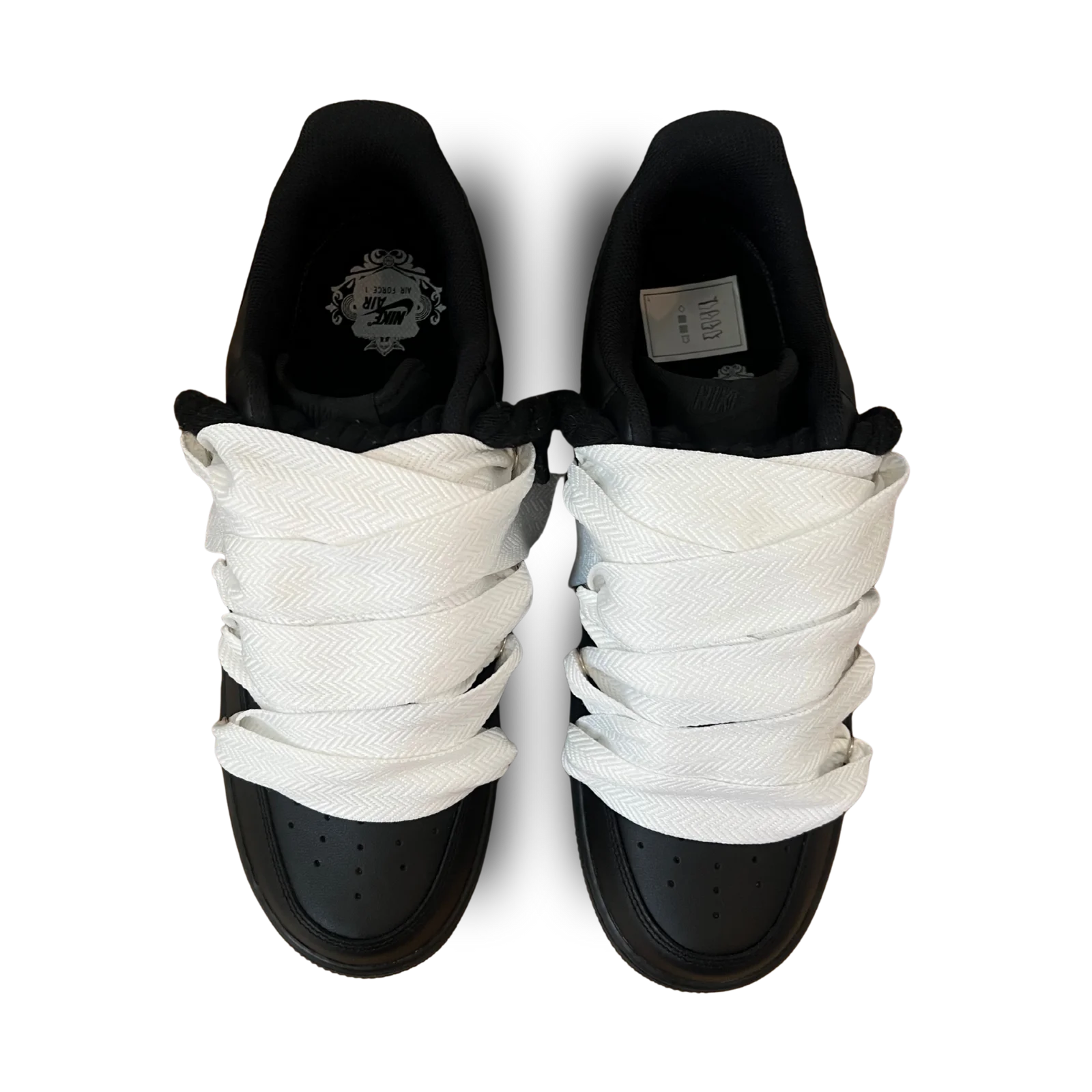 Nike Air Force 1 Black Lanvin Rope Lace White Felülnézet