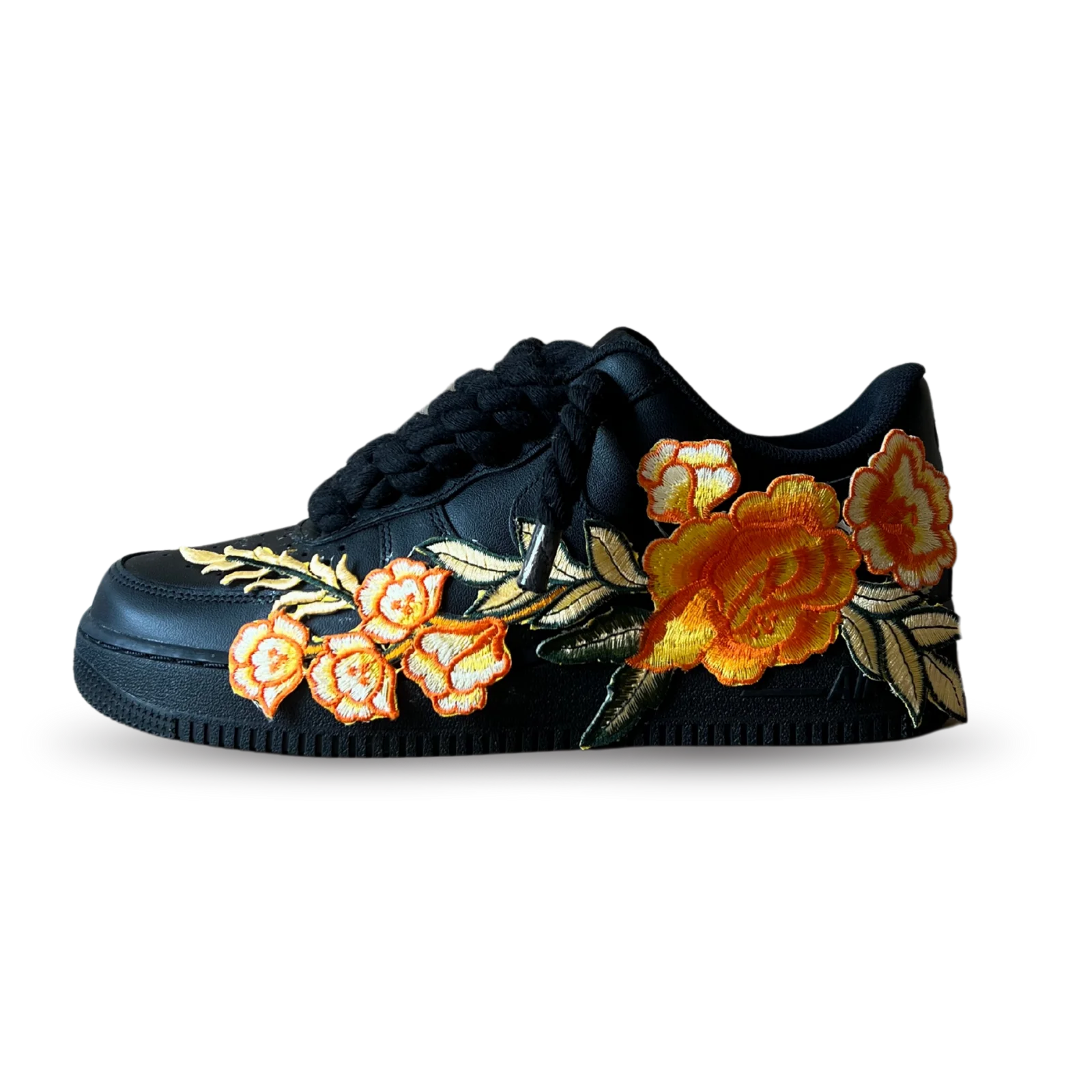 Nike Air Force 1 Black Rope Lace Yellow Rose Oldalnézet