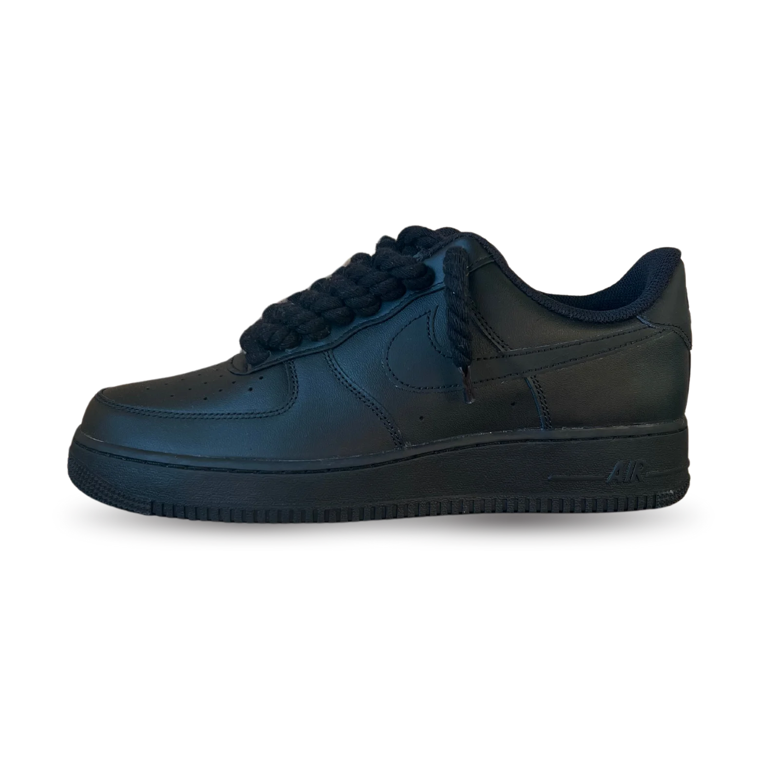 Nike Air Force 1 Black Rope Lace Black Oldalnézet