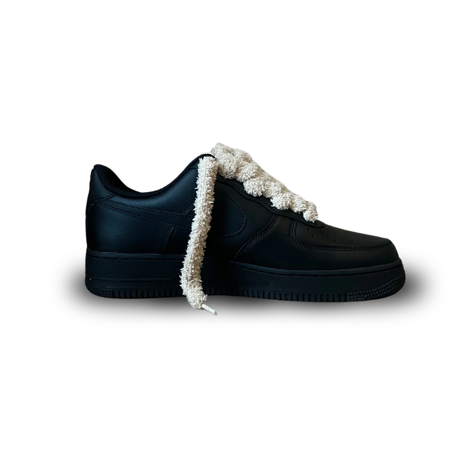 Nike Air Force 1 Black Fluffy Lace Coral Belső Oldalnézet