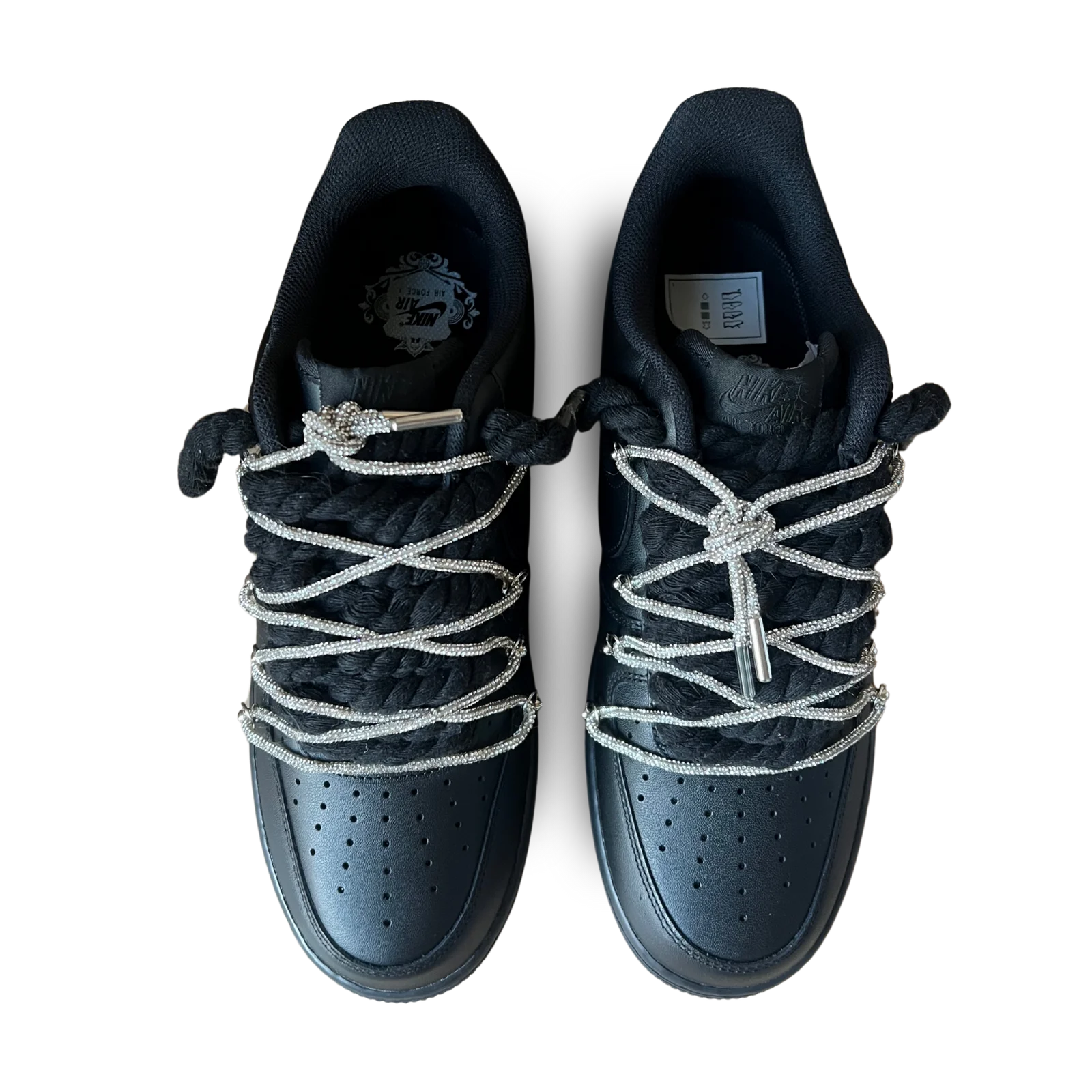 Nike Air Force 1 Black Diamond Rope Lace White Felülnézet