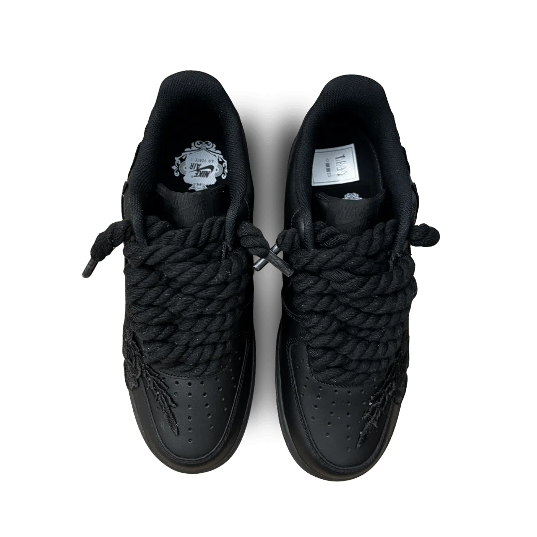 Nike Air Force 1 '07 Black Chunky Rope Lace Pure Black Rose Felülnézet