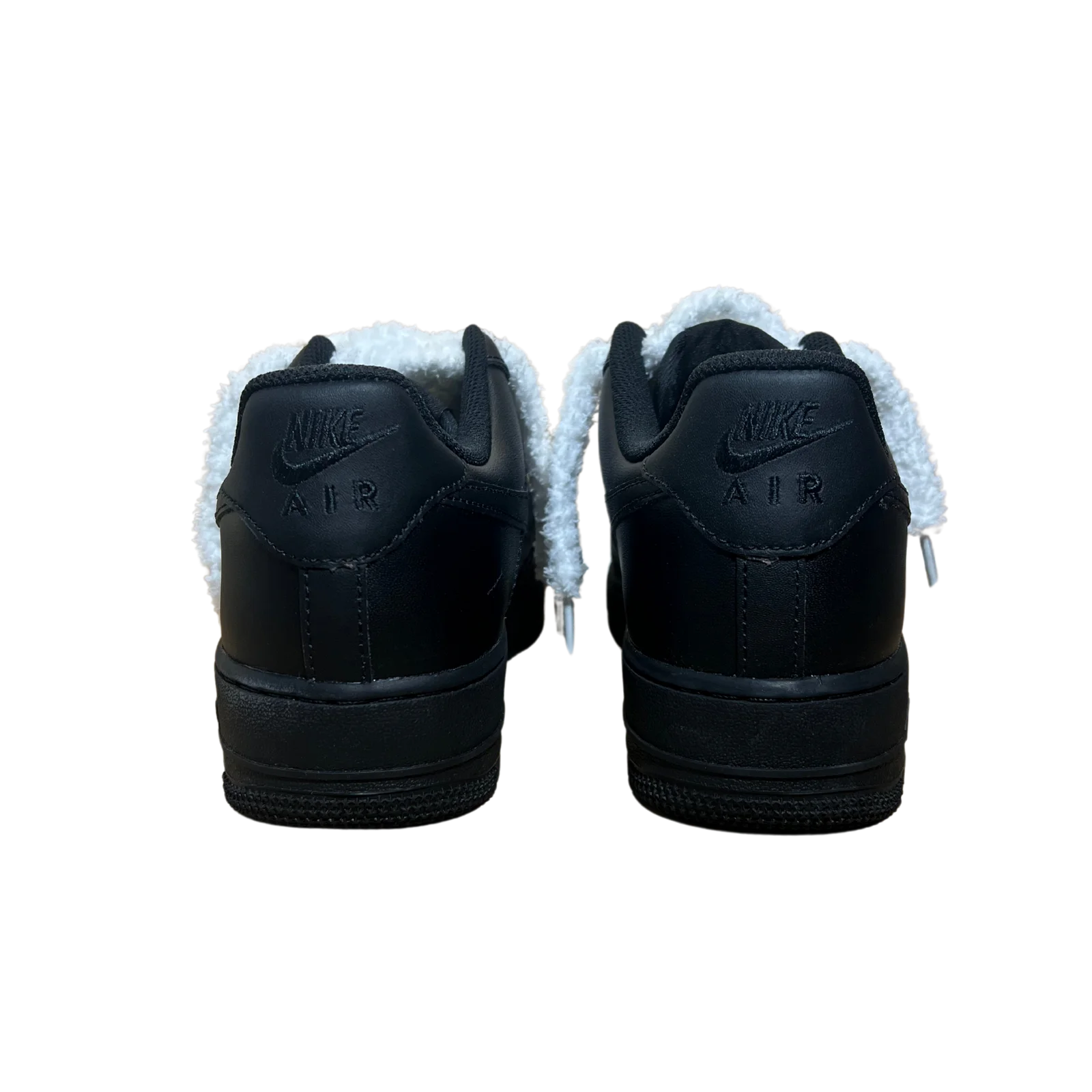 Nike Air Force 1 Black Fluffy Lace White Hátulnézet