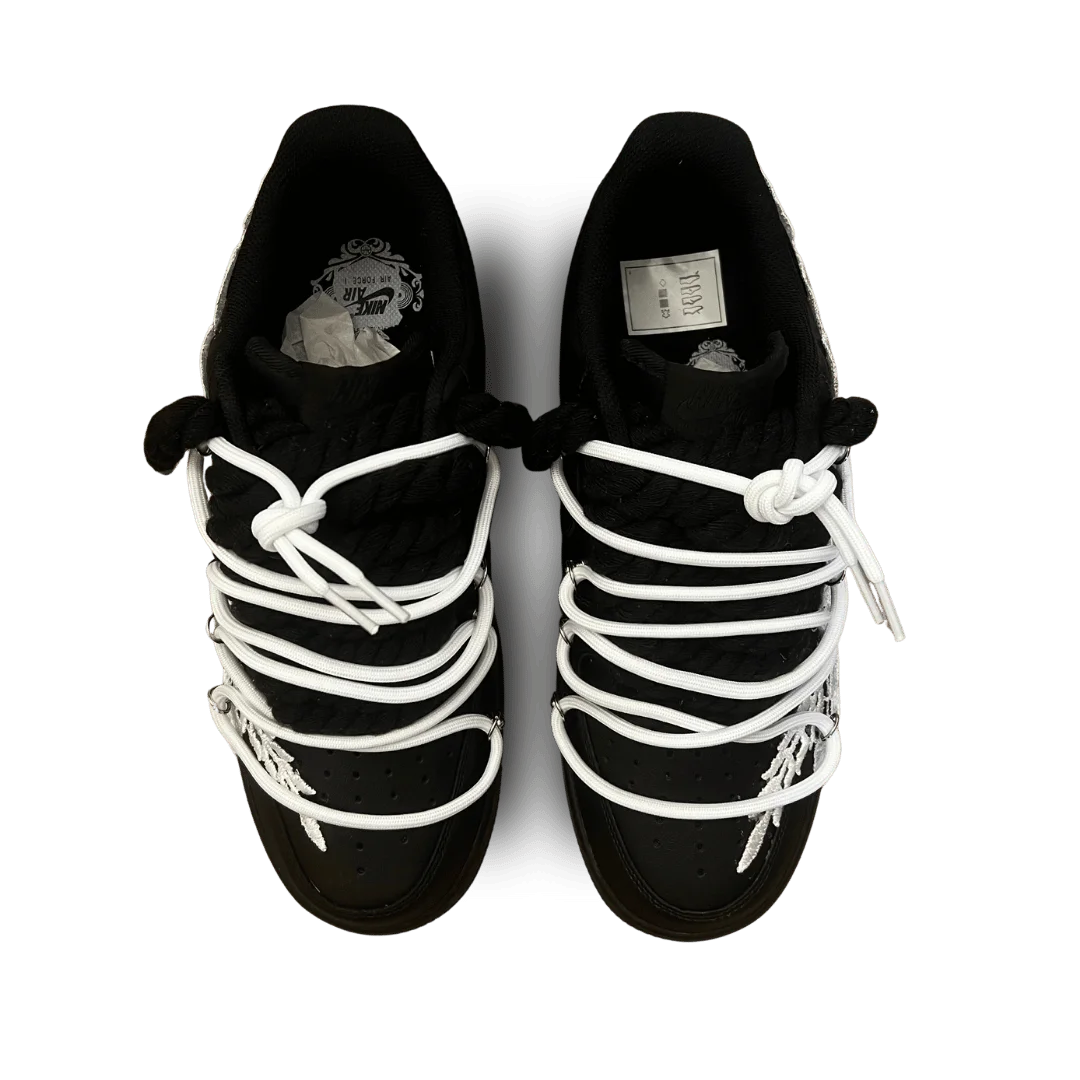 Nike Air Force 1 Black Rose White Laced Up Felülnézet