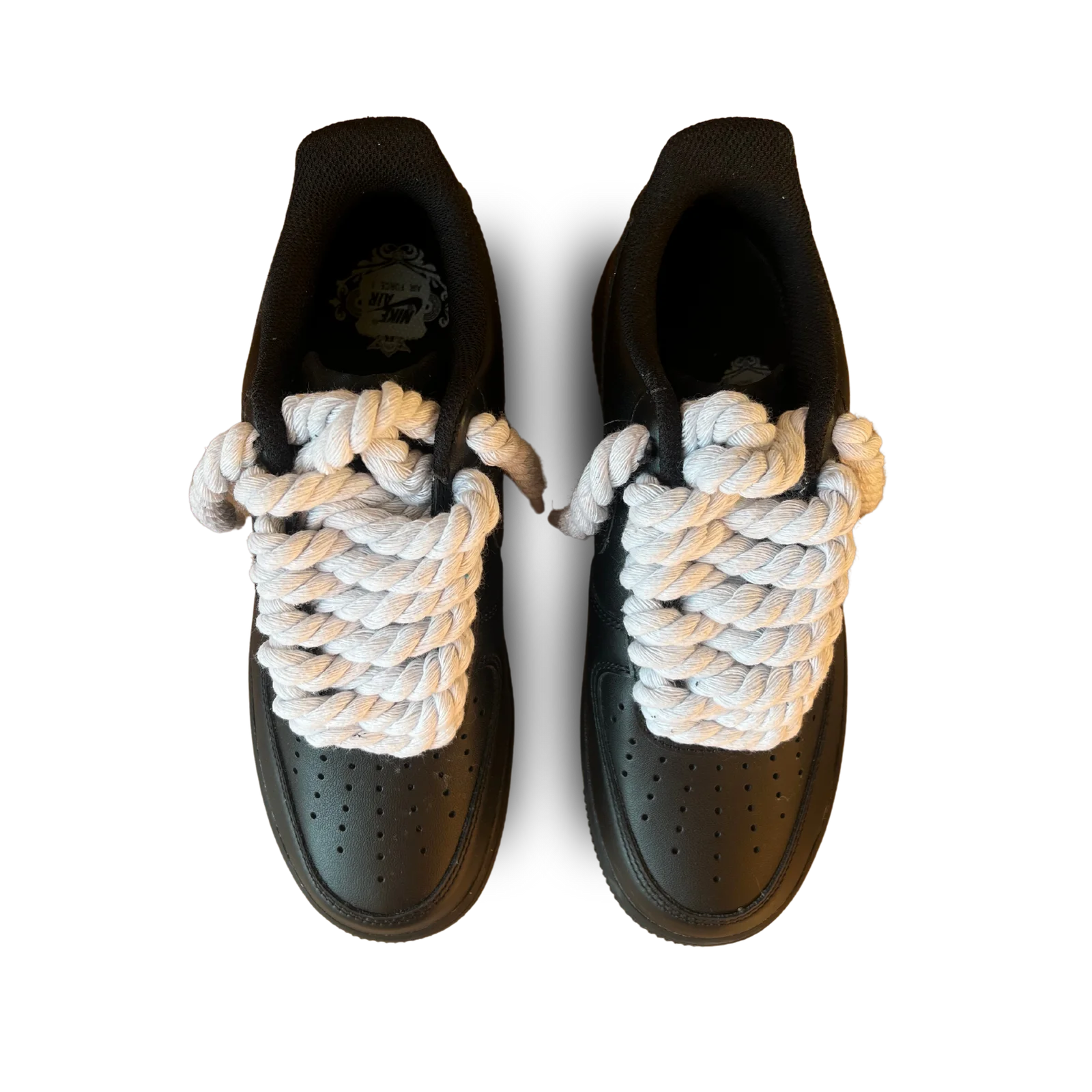 Nike Air Force 1 Black Rope Lace White Feülnézet
