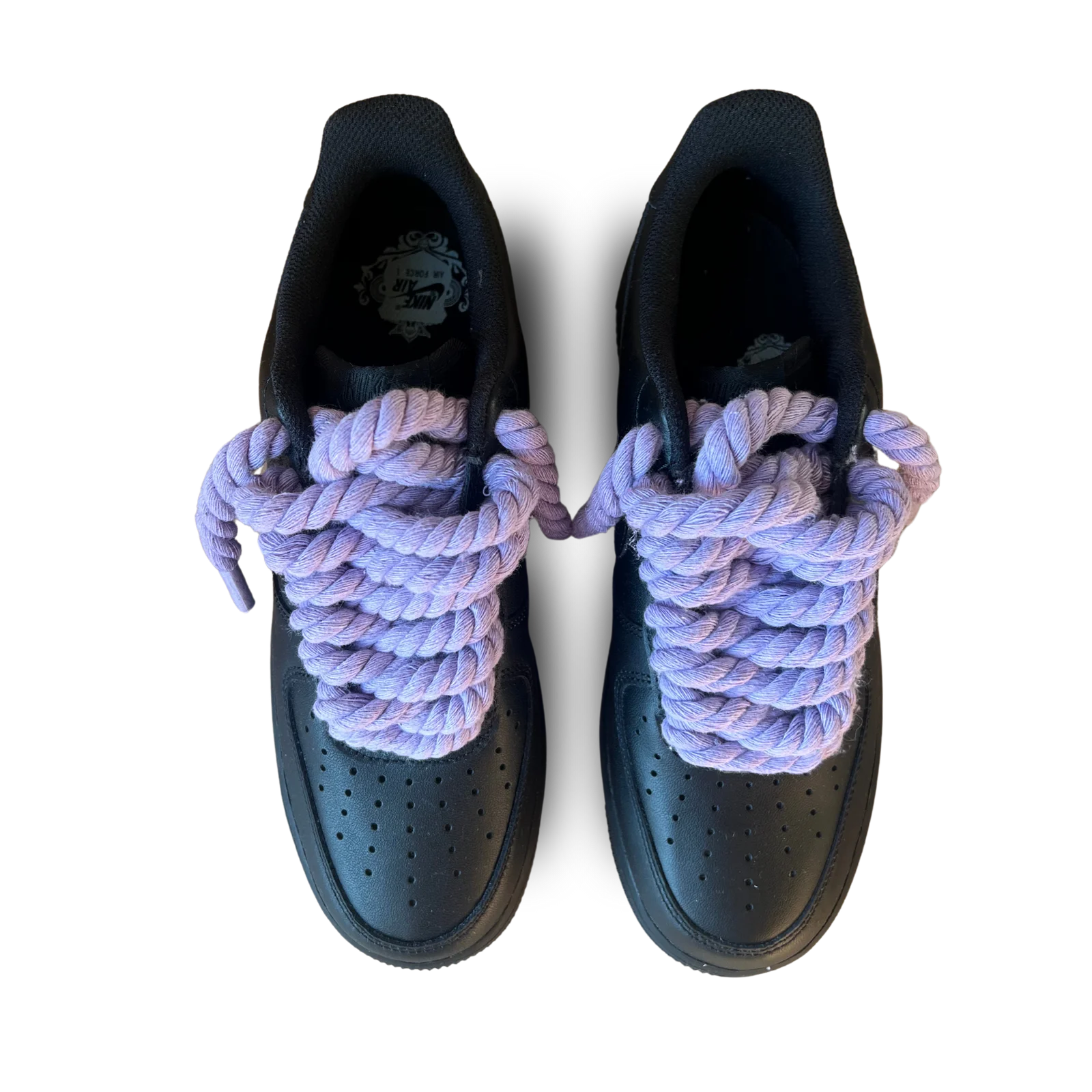 Air Force 1 Black Rope Lace Light Purple Felülnézet
