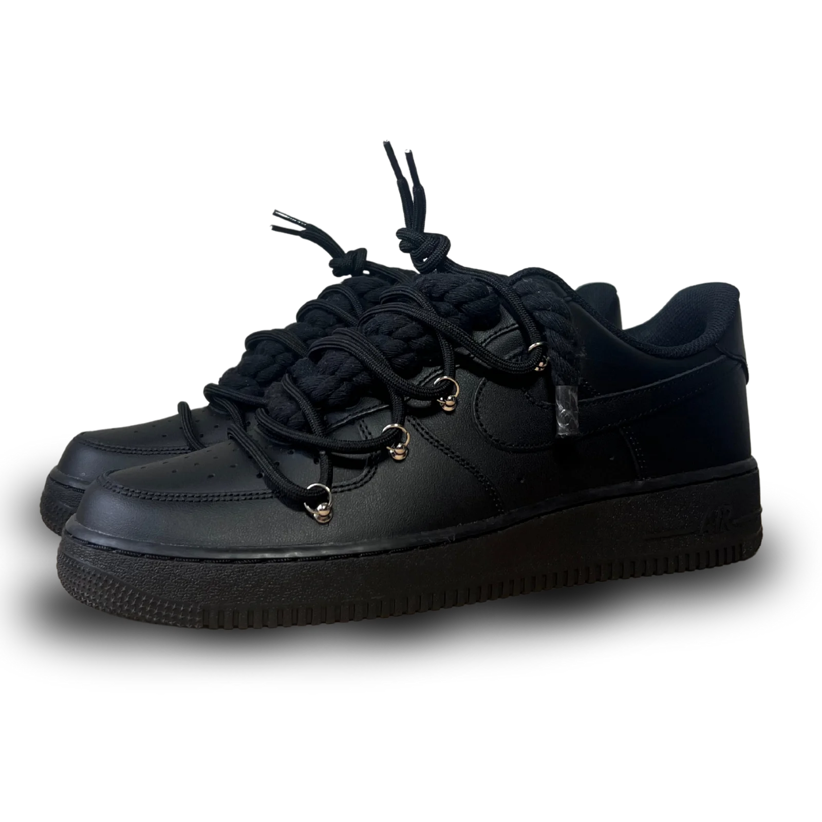 Nike Air Force 1 Black Laced Up Rope Lace Black Csanadsoles