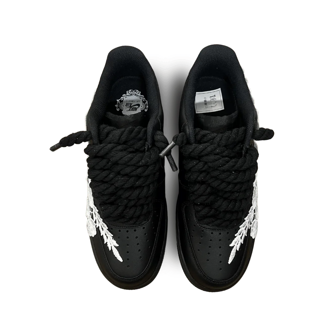 Nike Air Force 1 '07 Black Chunky Rope Lace White Rose Felülnézet