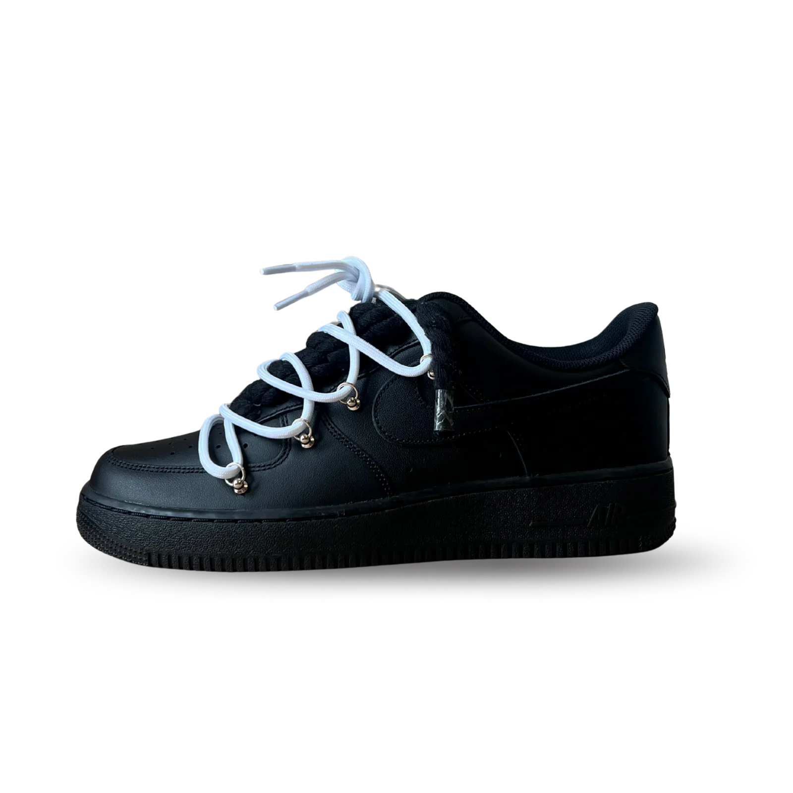 Nike Air Force 1 Black Laced Up Rope Lace White Oldalnézet