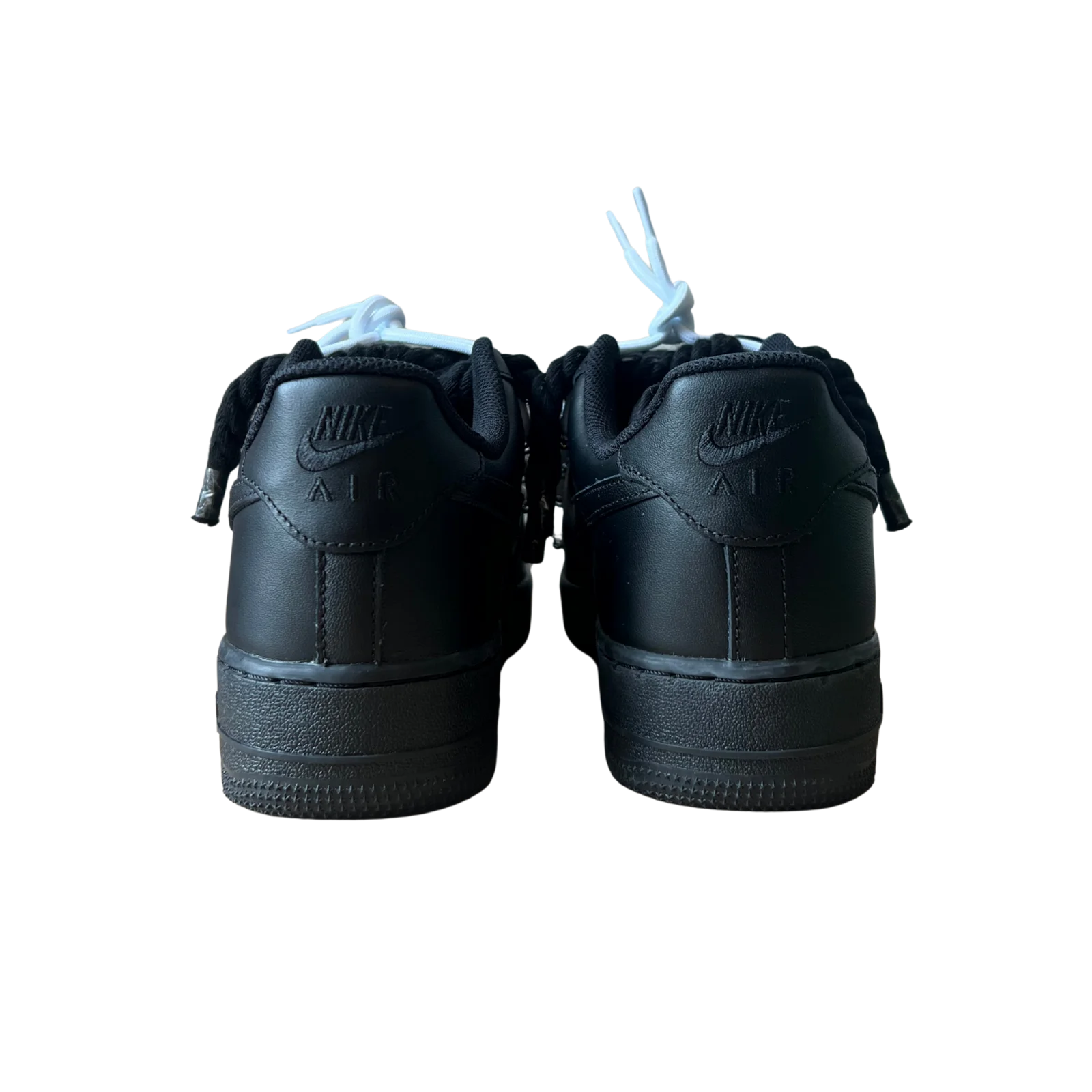 Nike Air Force 1 Black Laced Up Rope Lace White Hátulnézet