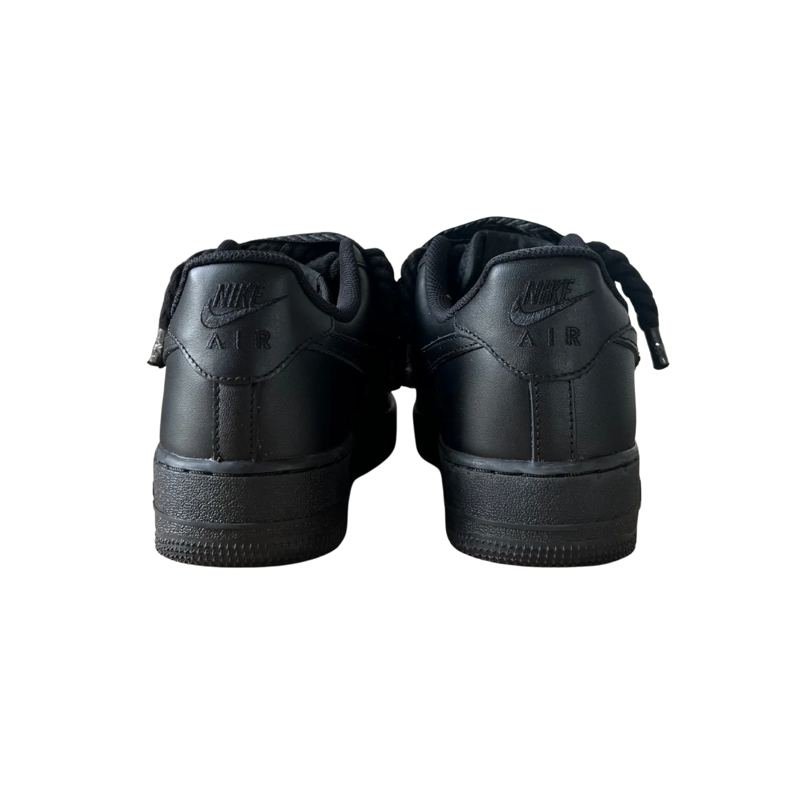 Nike Air Force 1 Black Lanvin Rope Lace Pure Black Hátulnézet