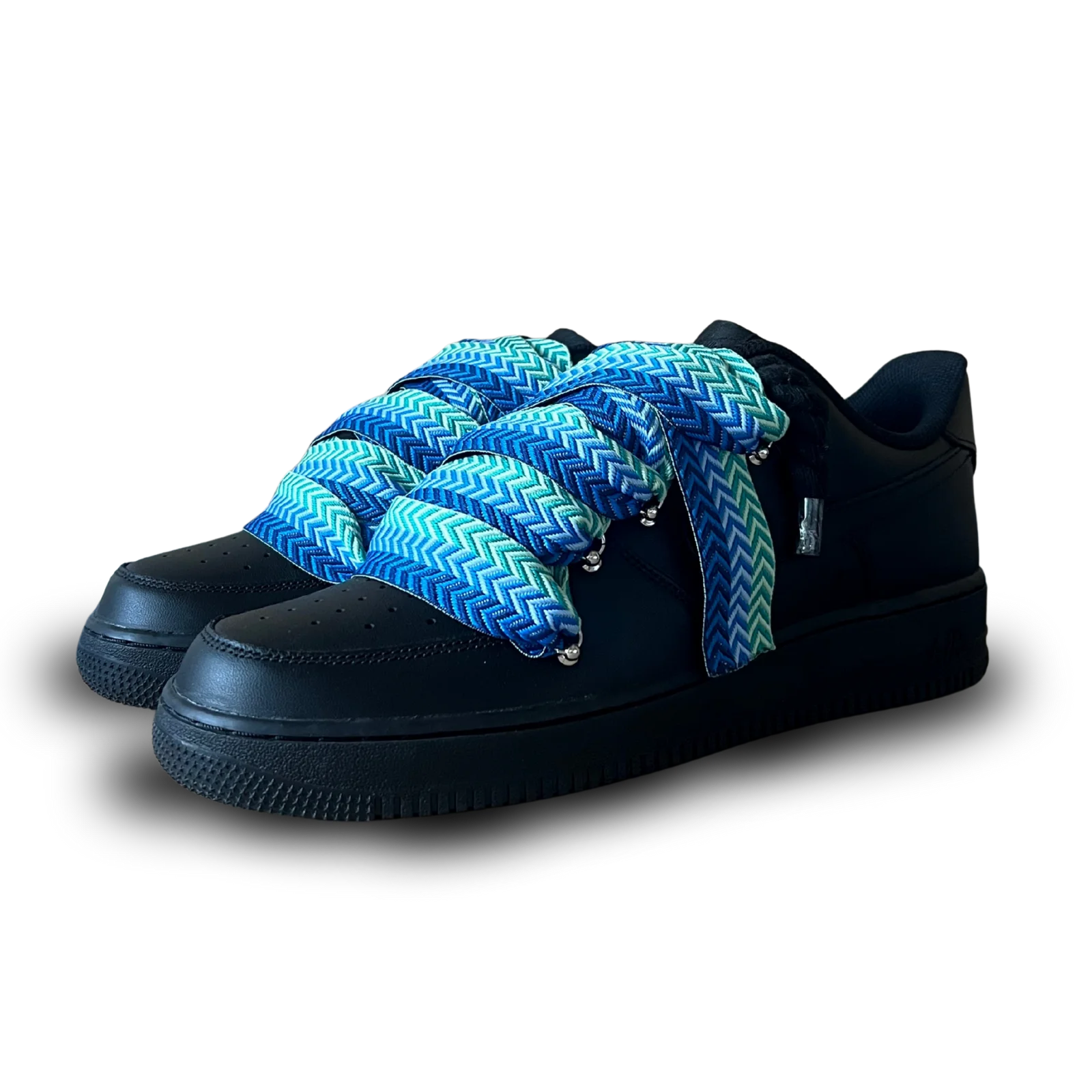 Nike Air Force 1 Black Lanvin Rope Lace Blue Black Csanadsoles