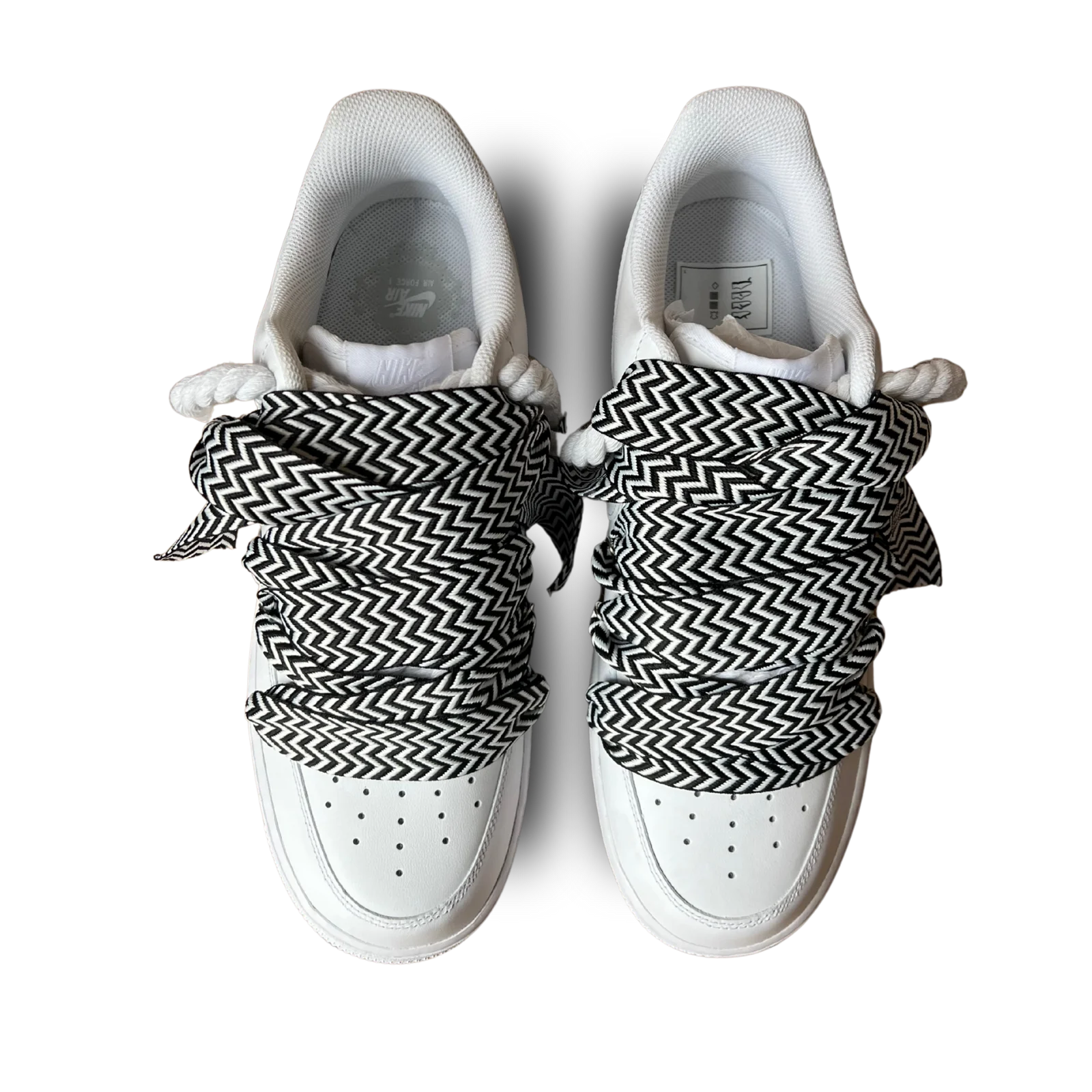 Nike Air Force 1 Lanvin Rope Lace Black White Felülnézet