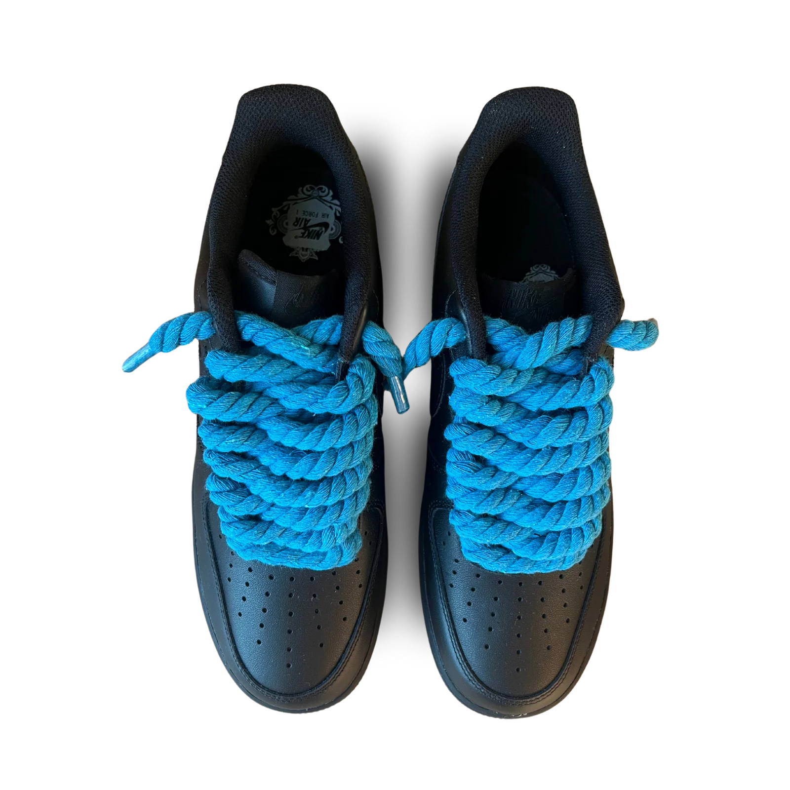 Nike Air Force 1 Black Rope Lace Blue Felülnézet