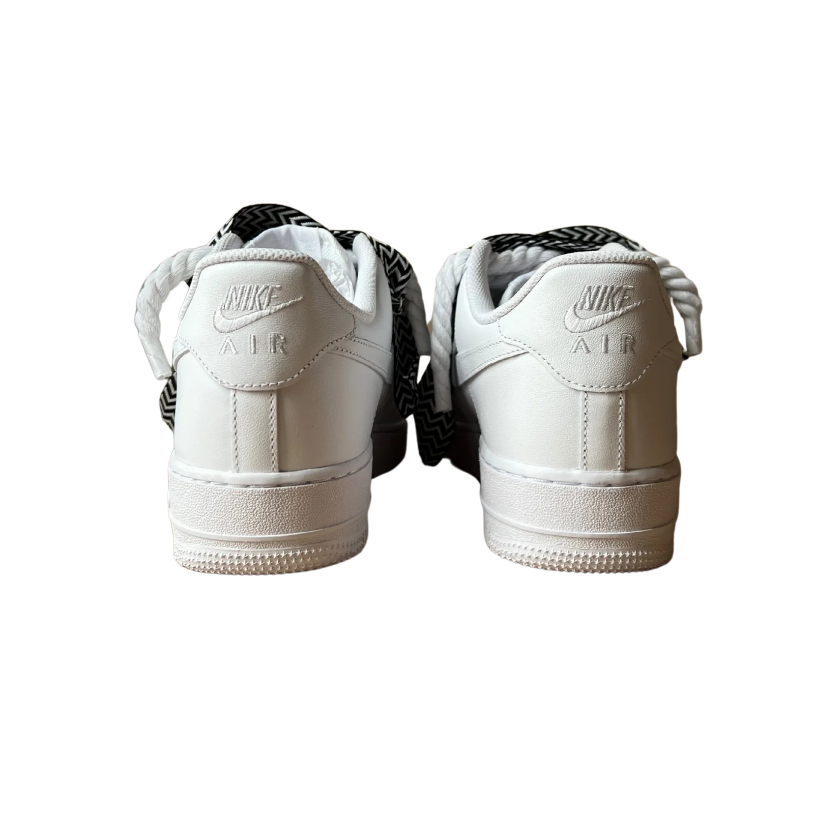 Nike Air Force 1 Lanvin Rope Lace Black White Hátulnézet