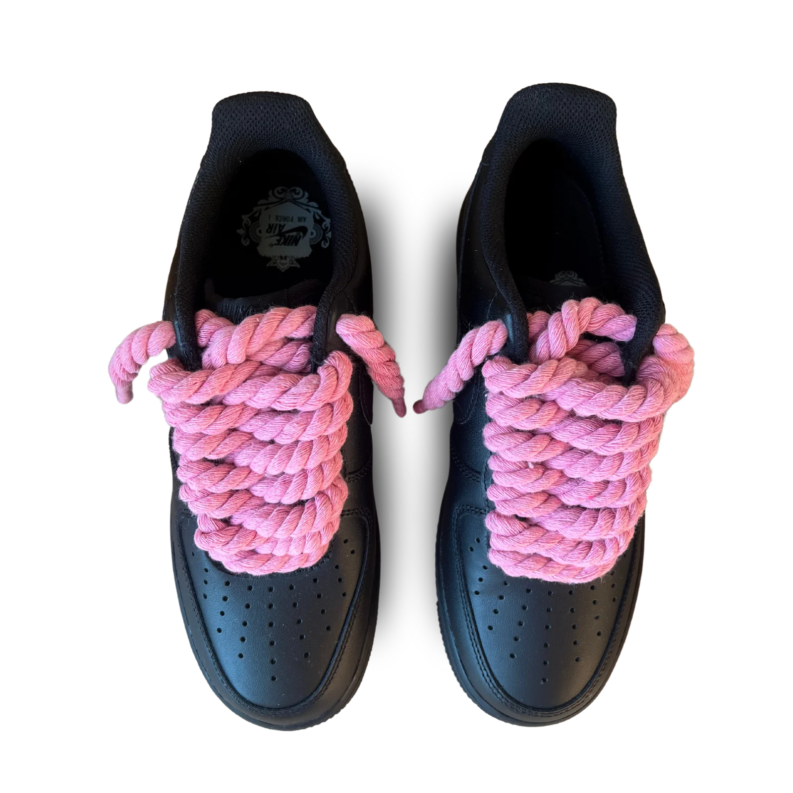 Nike Air Force 1 Black Rope Lace Pink Felülnézet