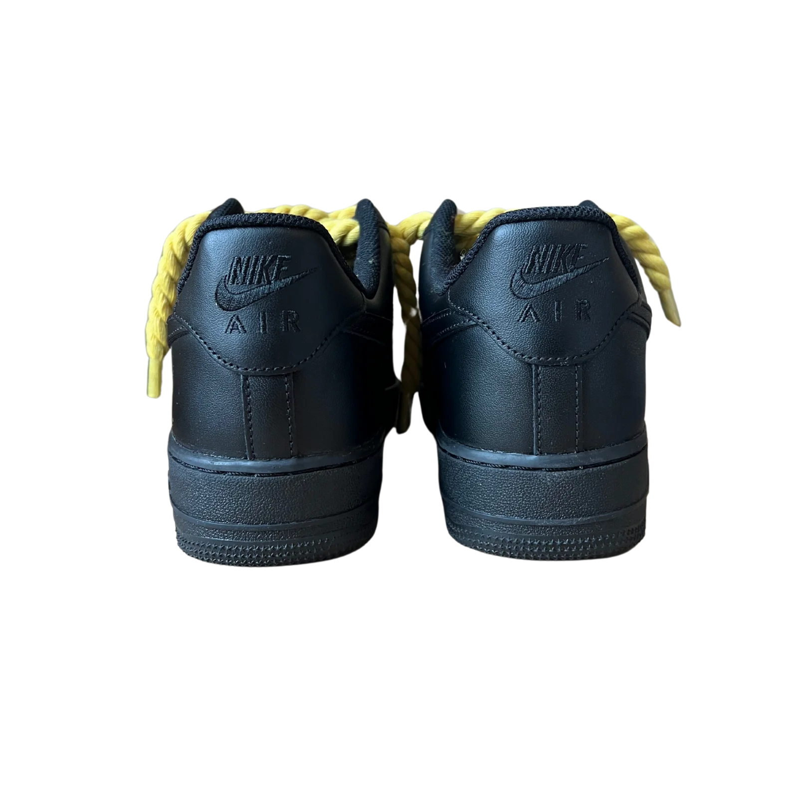 Nike Air Force 1 '07 Black Chunky Rope Lace Yellow Hátulnézet