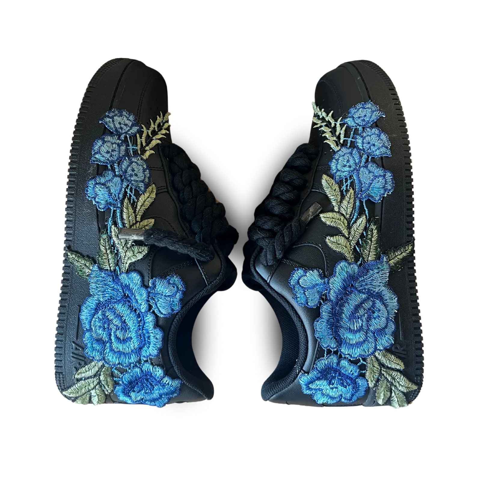 Nike Air Force 1 Black Rope Lace Blue Rose Rózsanézet