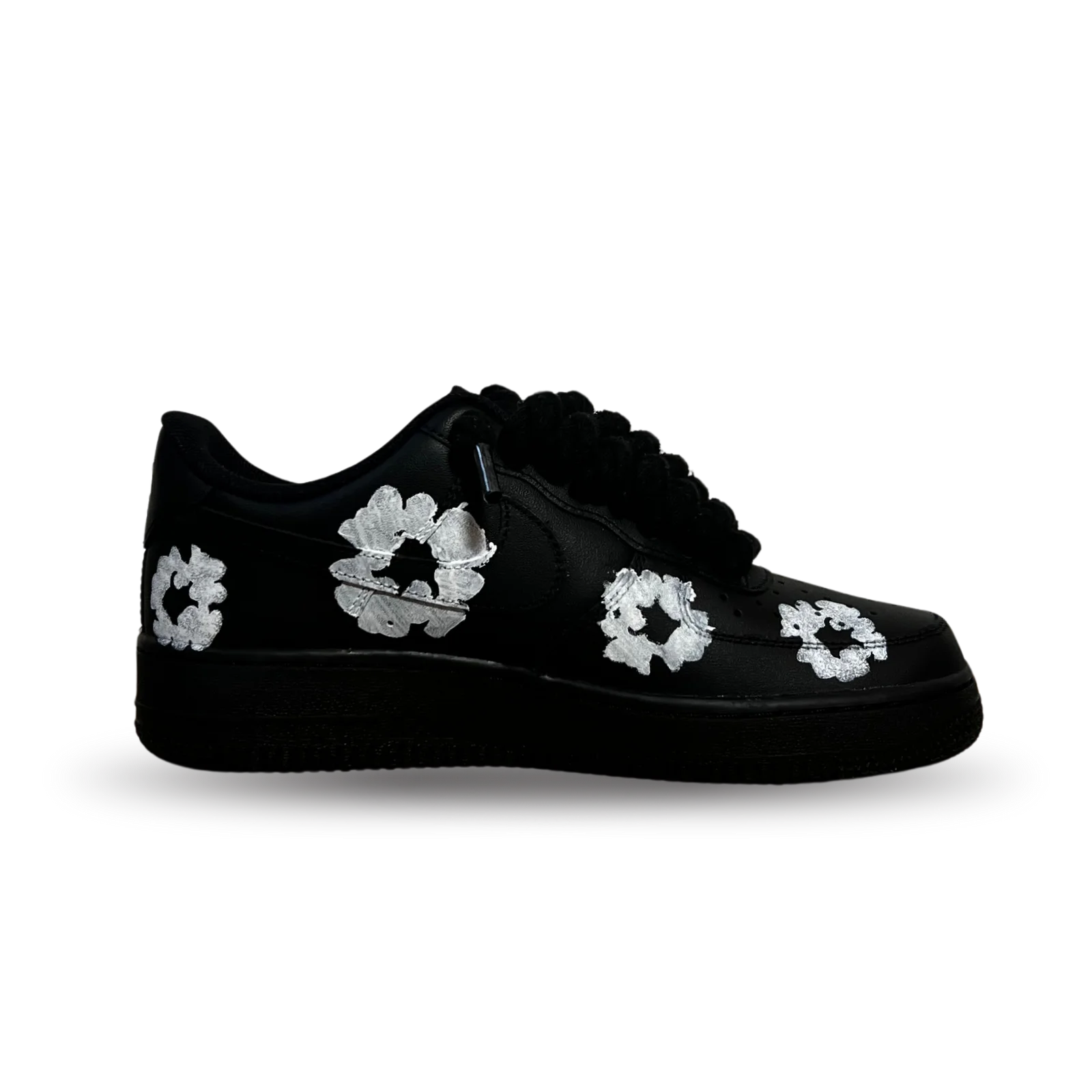 Nike Air Force 1 Low Black Denim Tears Custom Rope Lace Belső oldalnézet