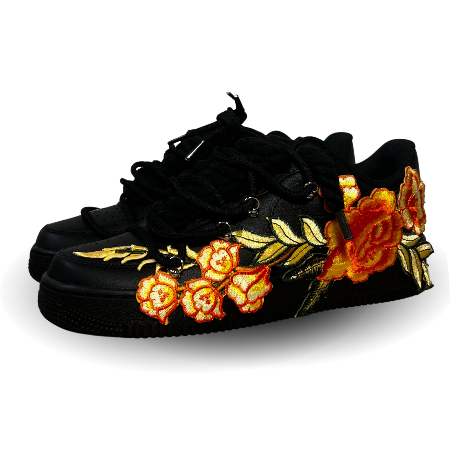 Nike Air Force 1 Black Rose Yellow Laced Up Csanadsoles