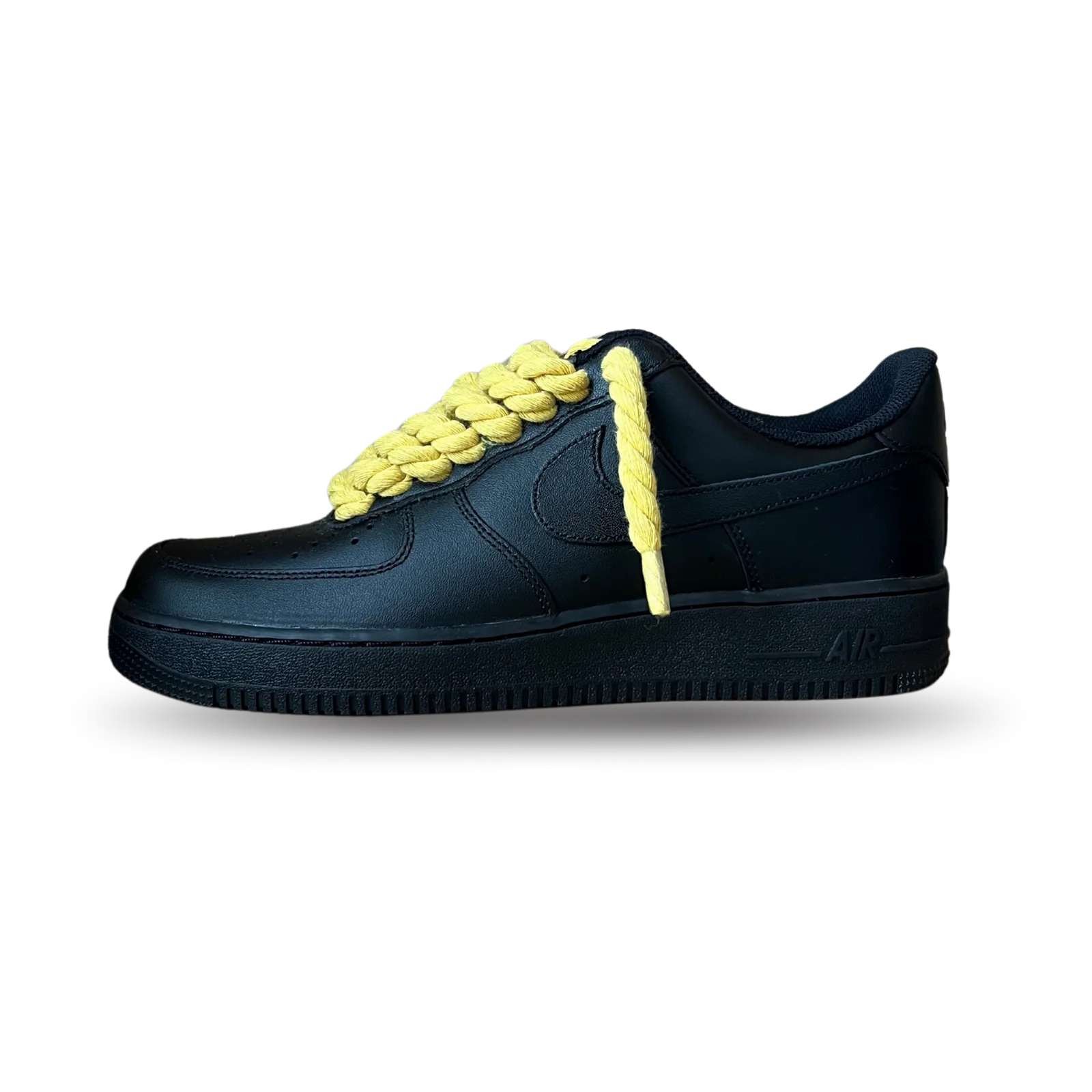 Nike Air Force 1 '07 Black Chunky Rope Lace Yellow oldalnézet