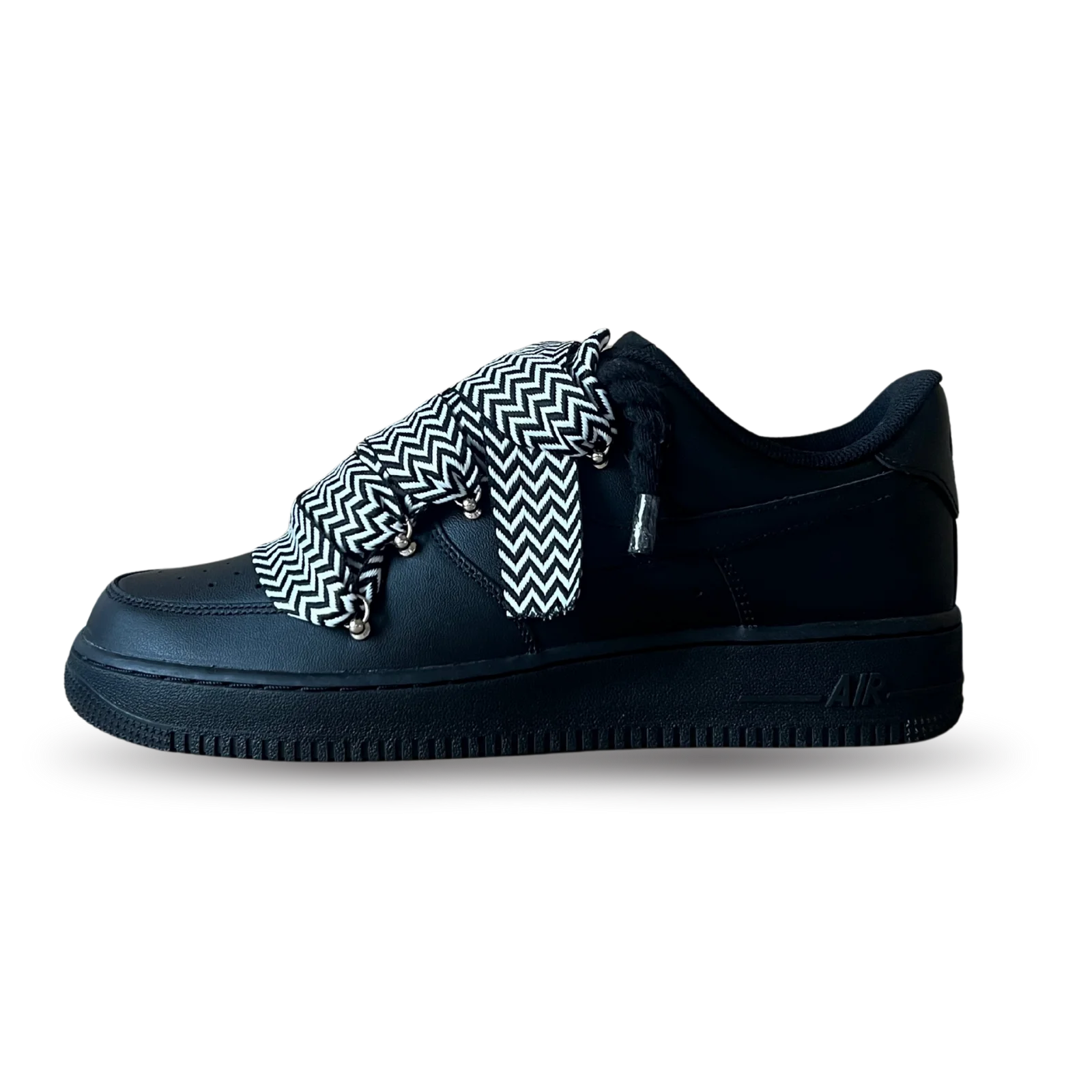 Nike Air Force 1 Black Lanvin Rope Lace Black White Oldalnézet