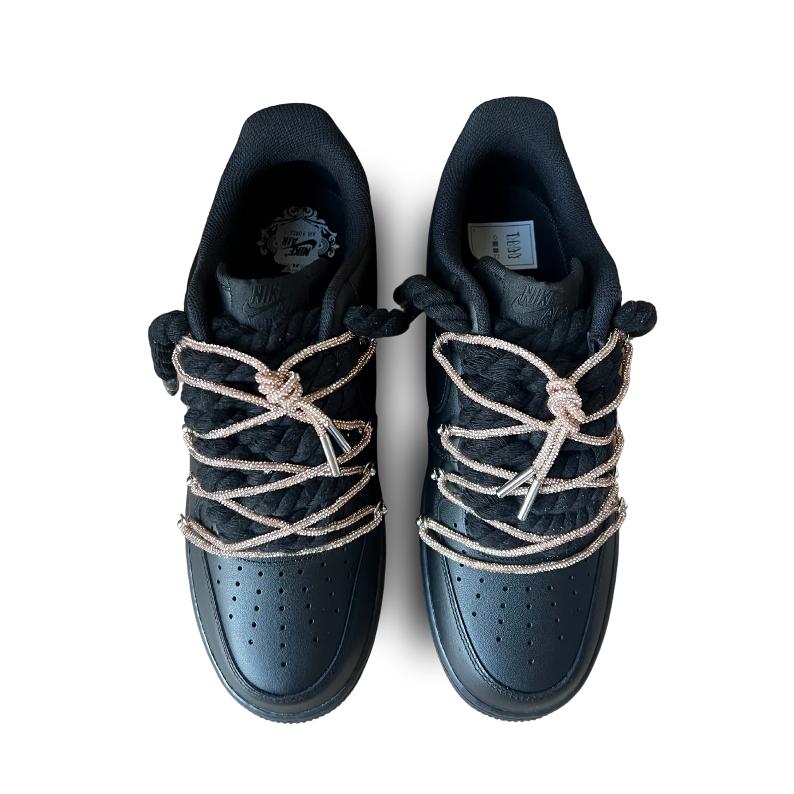 Nike Air Force 1 Black Diamond Rope Lace Champagne Felülnézet