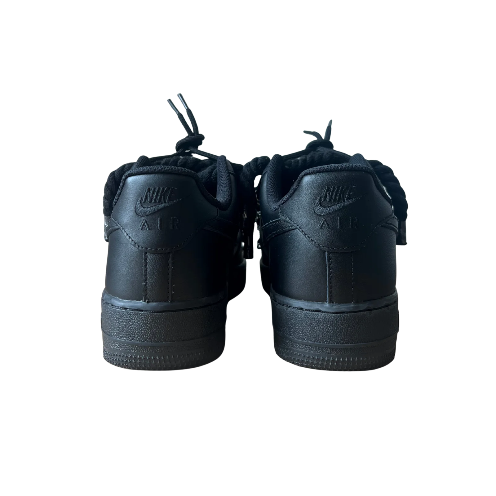 Nike Air Force 1 Black Laced Up Rope Lace Black Hátulnézet