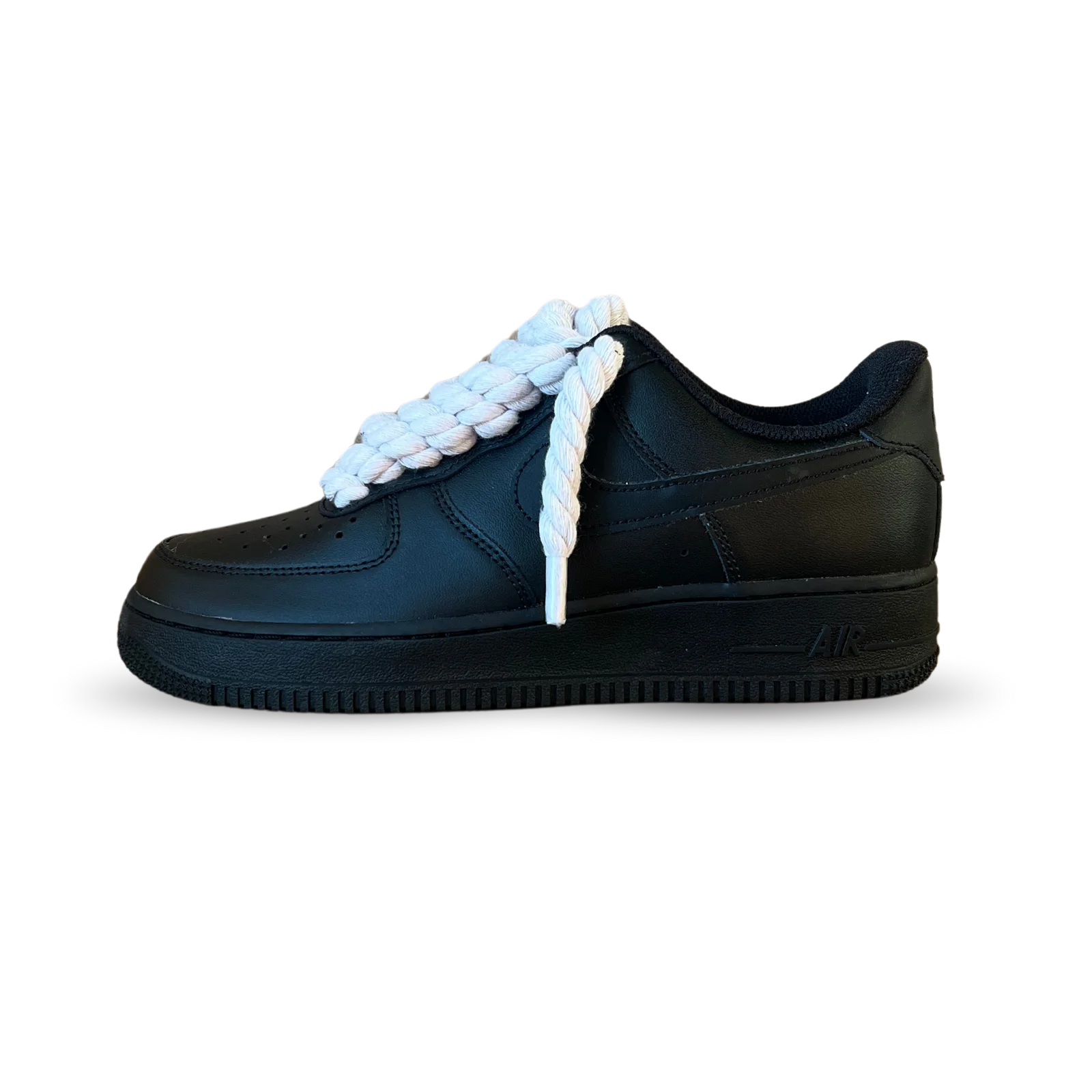 Nike Air Force 1 Black Rope Lace White Oldalnézet