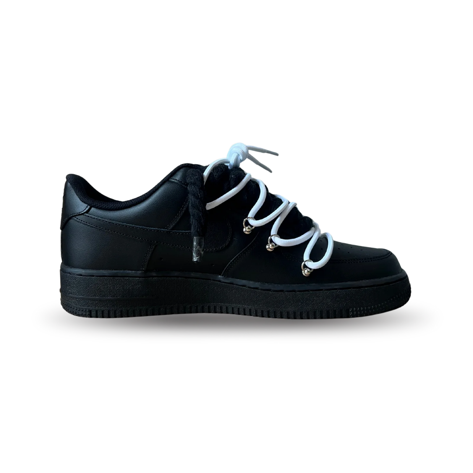 Nike Air Force 1 Black Laced Up Rope Lace White Belső oldalnézet