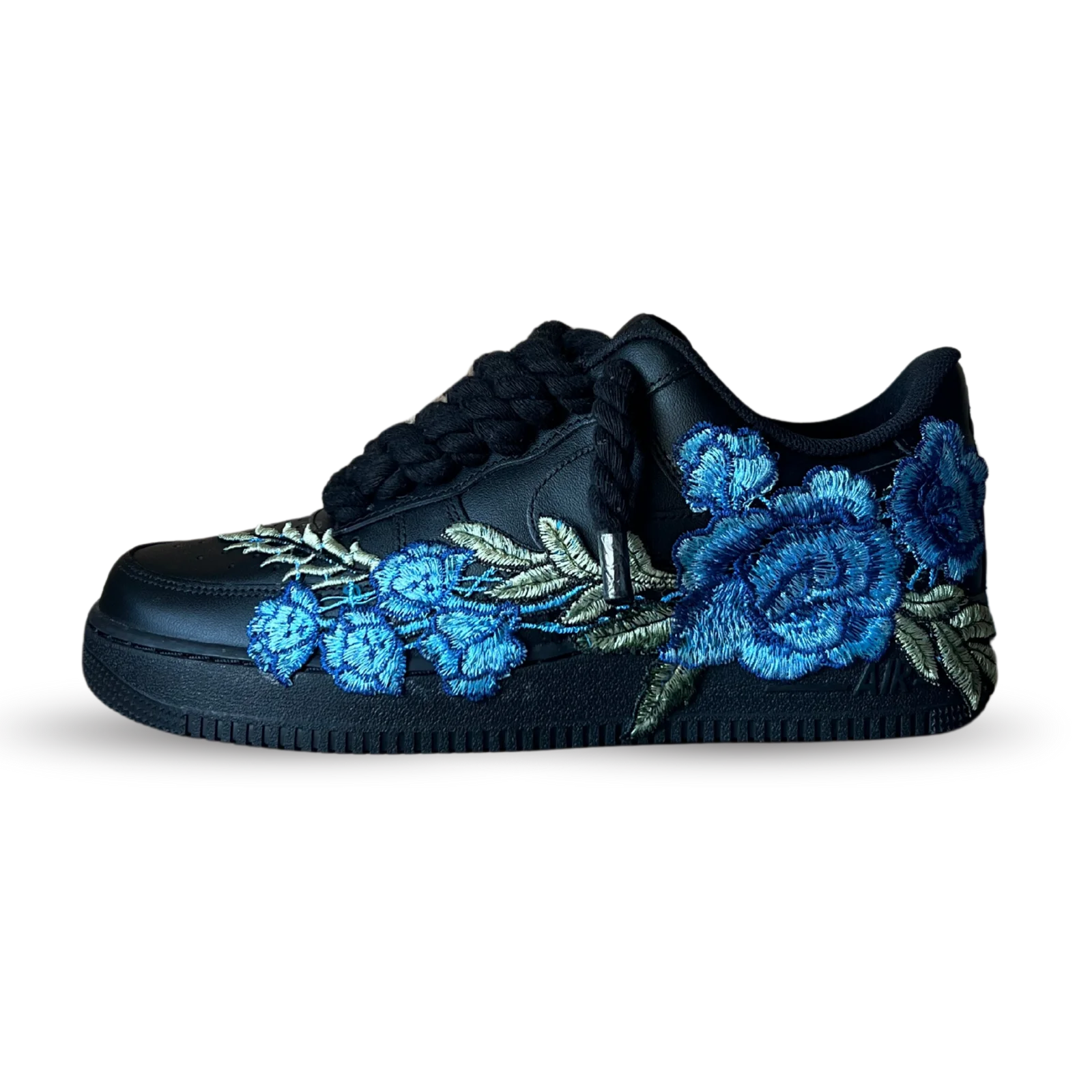 Nike Air Force 1 Black Rope Lace Blue Rose Oldalnézet