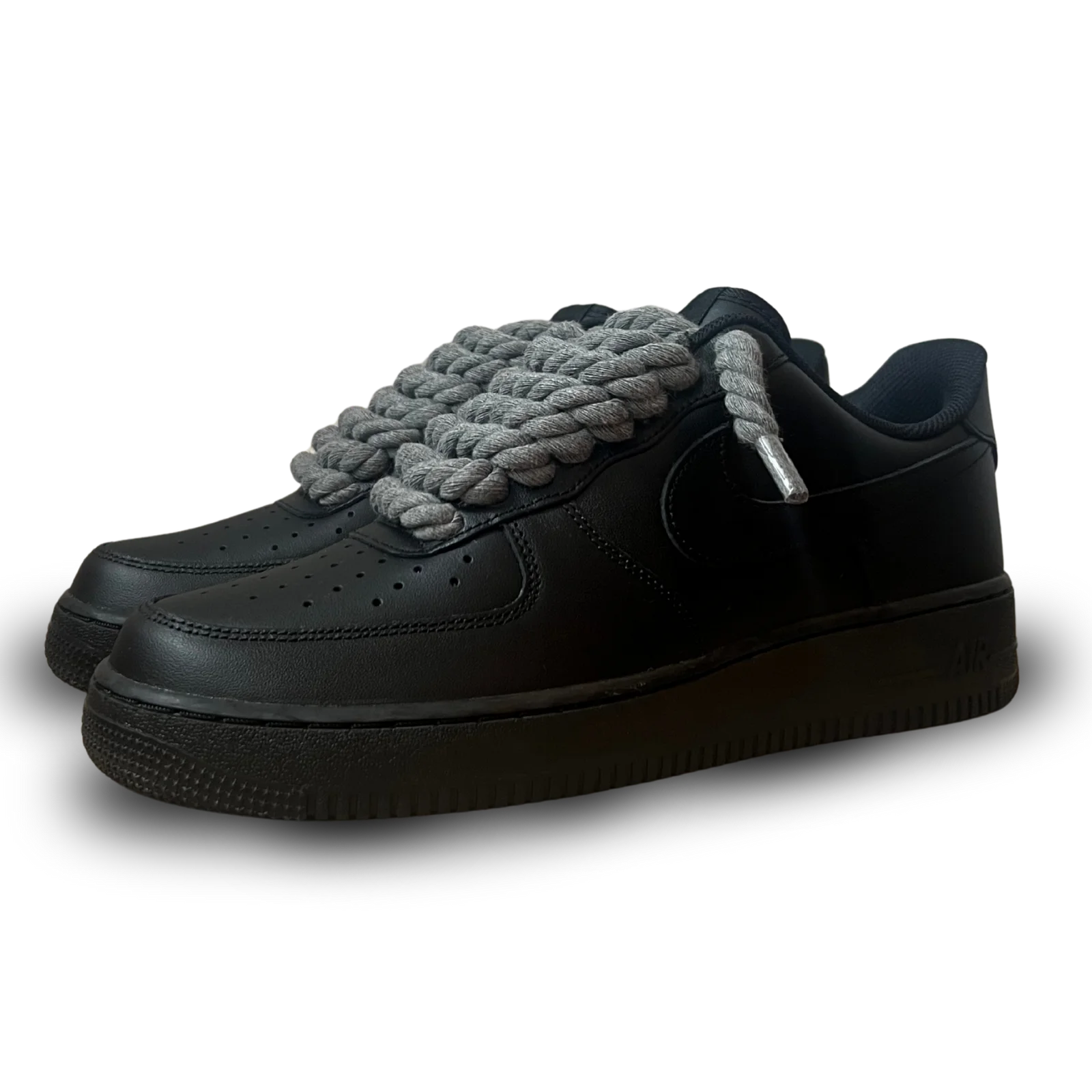 Nike Air Force 1 Black Rope Lace Dark Grey Csanadsoles