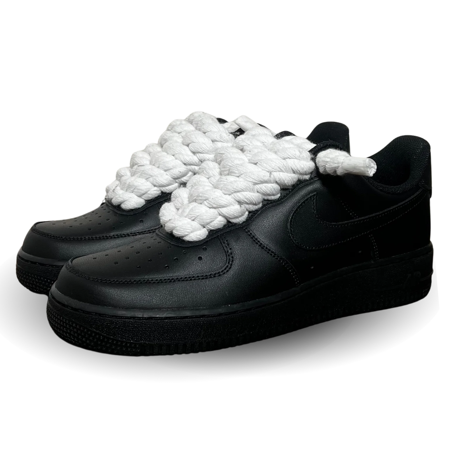 Nike Air Force 1 '07 Black Chunky Rope Lace White