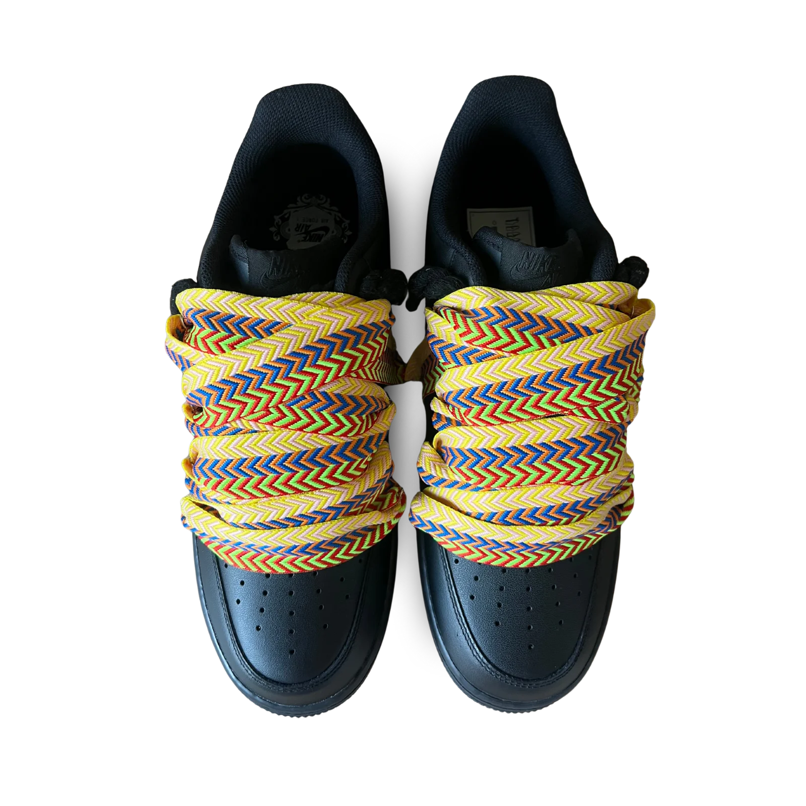 Nike Air Force 1 Black Lanvin Rope Lace Yellow Blue Felülnézet