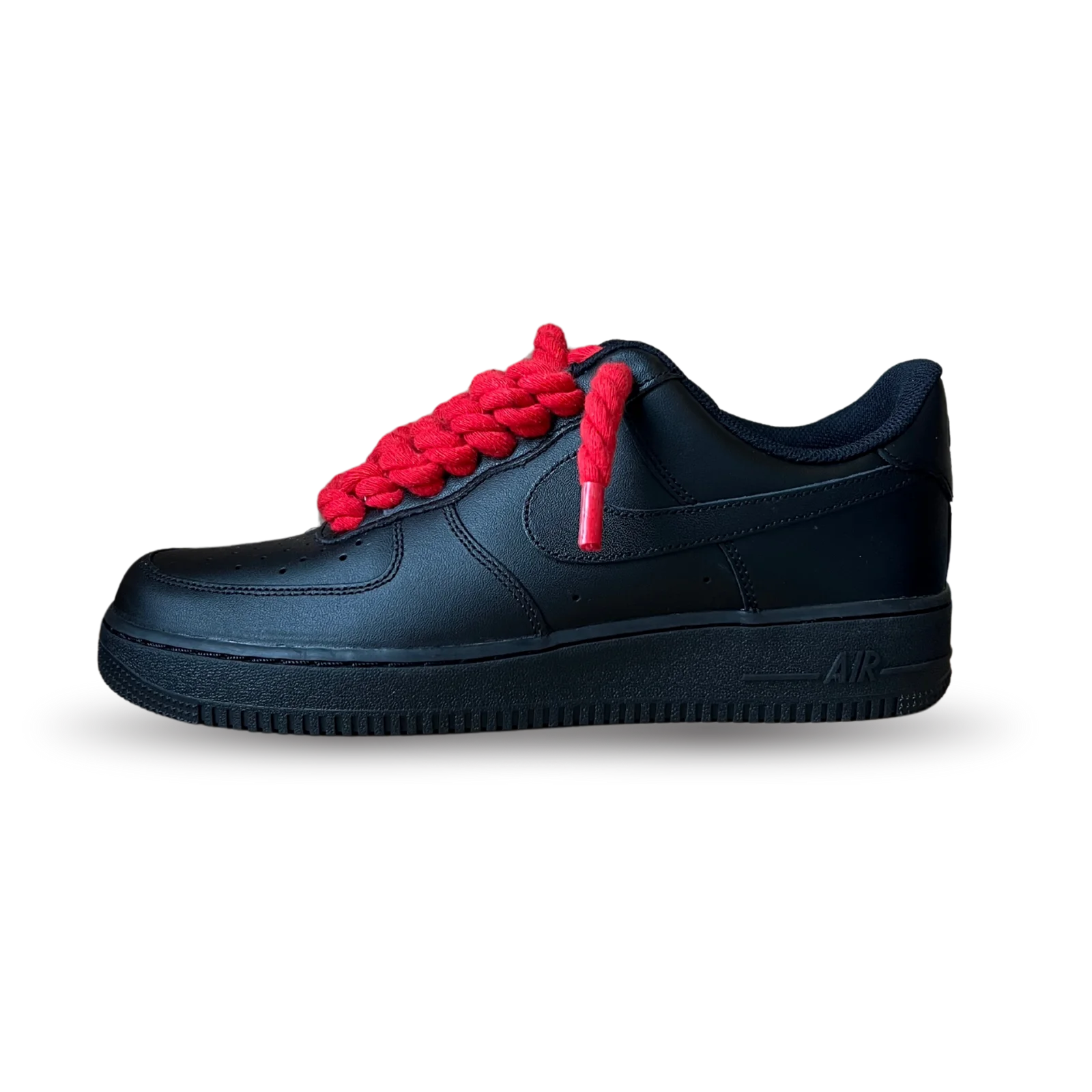 Nike Air Force 1 Black Rope Lace Red Oldalnézet