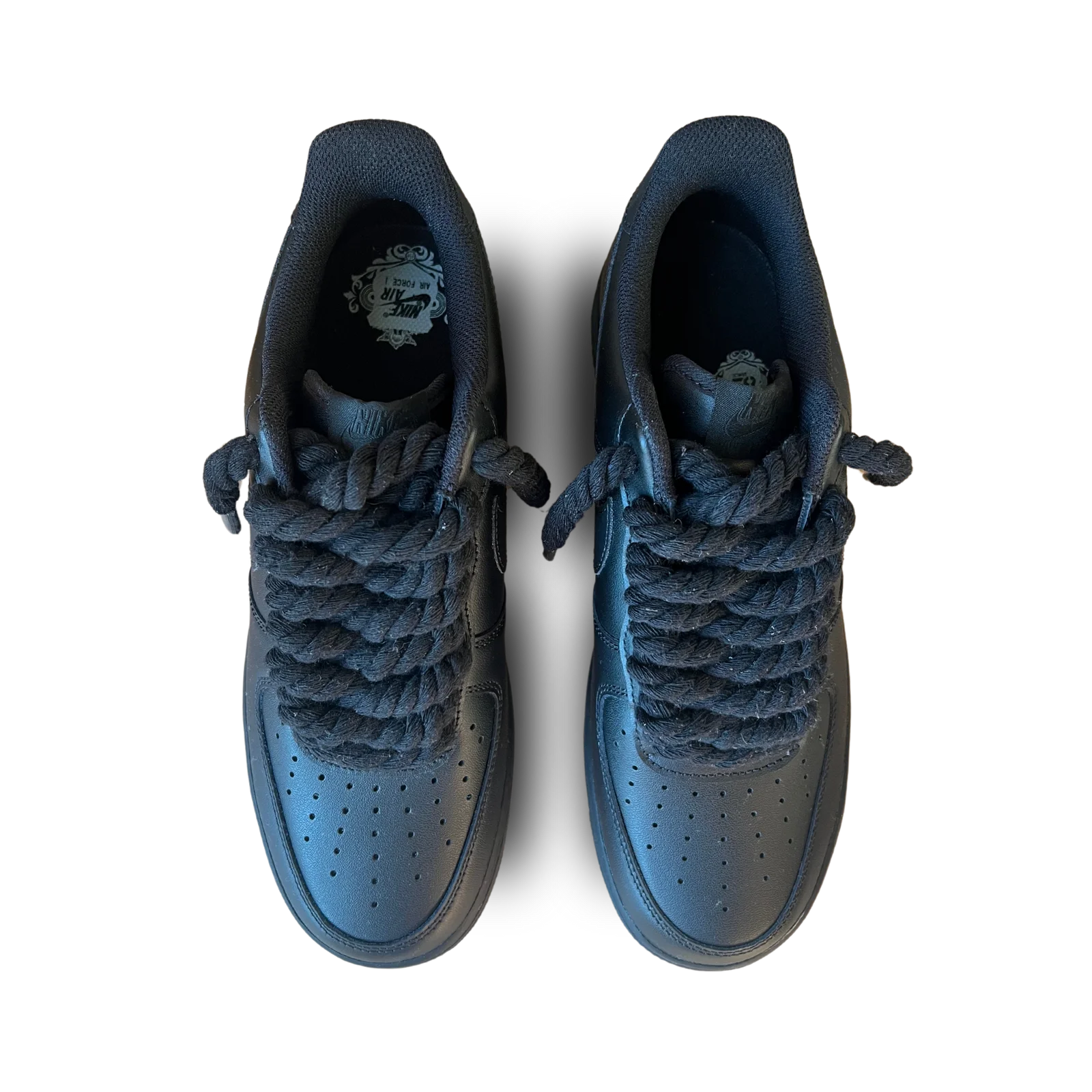 Nike Air Force 1 Black Rope Lace Black Felülnézet